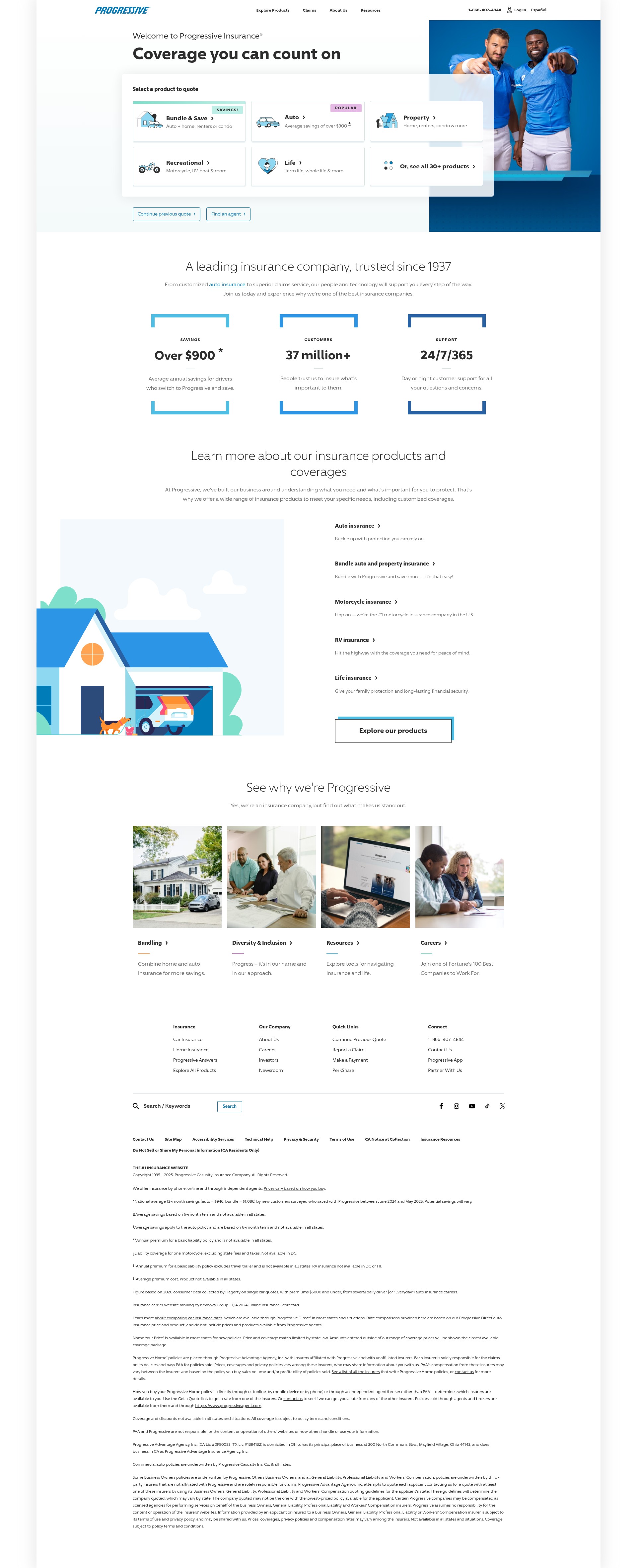 Screenshot of progressive.com