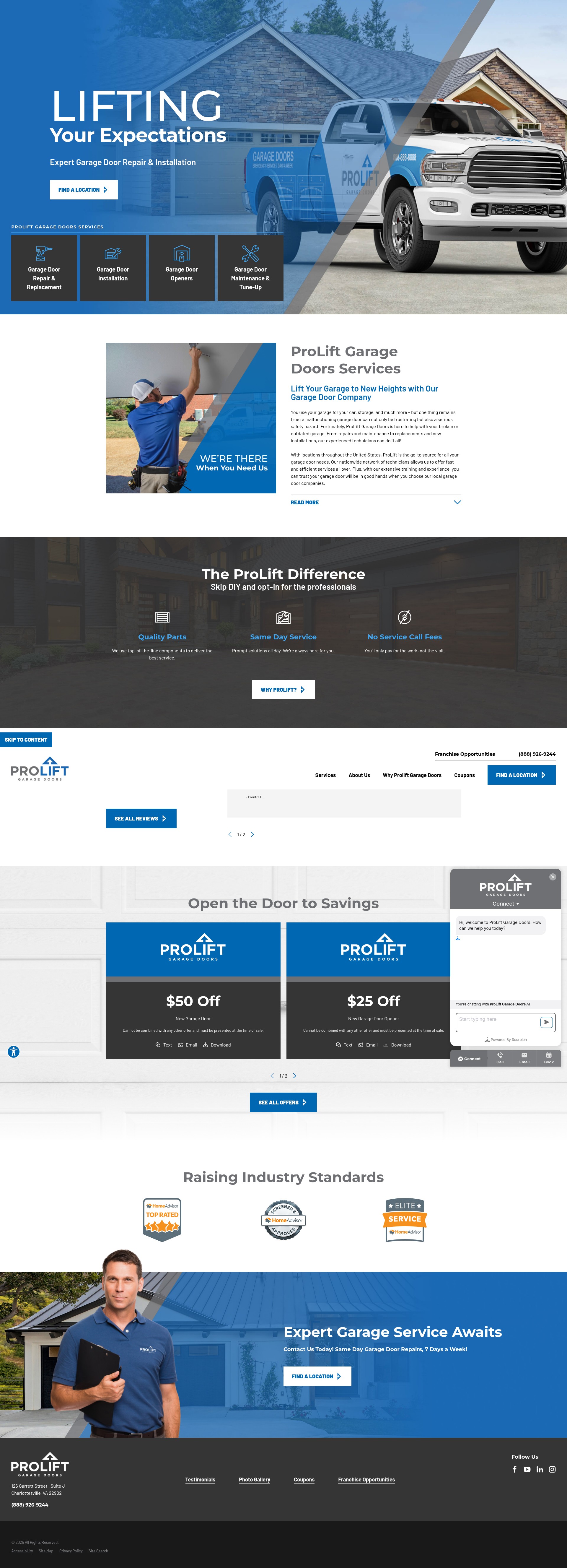 Screenshot of proliftdoors.com