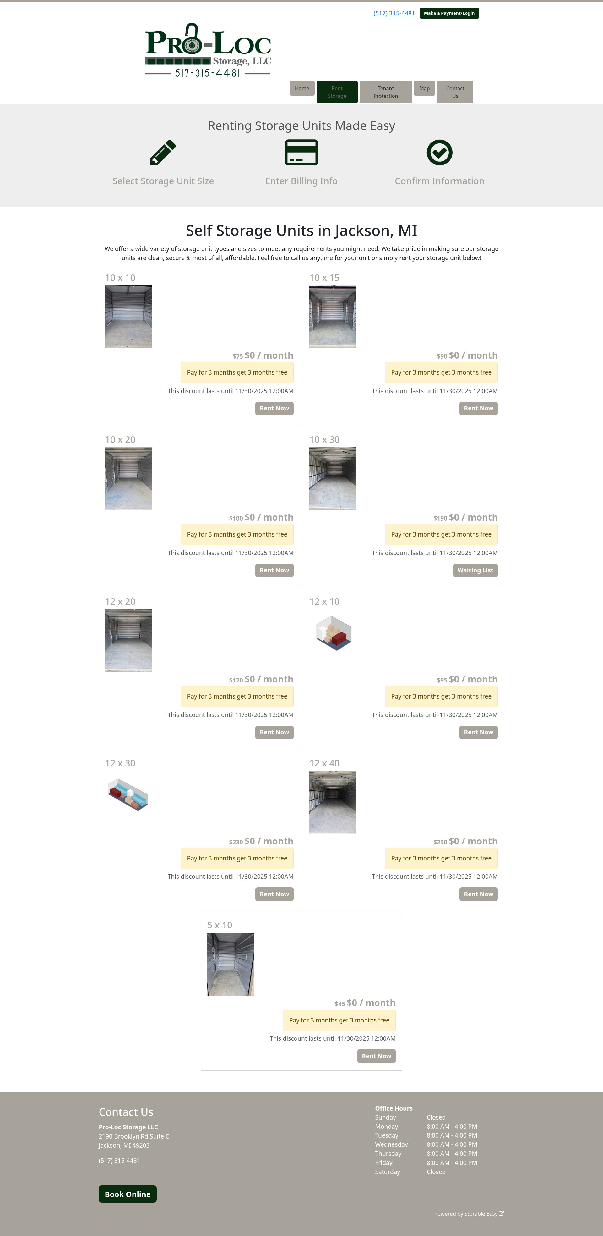 Screenshot of prolocstorage.com