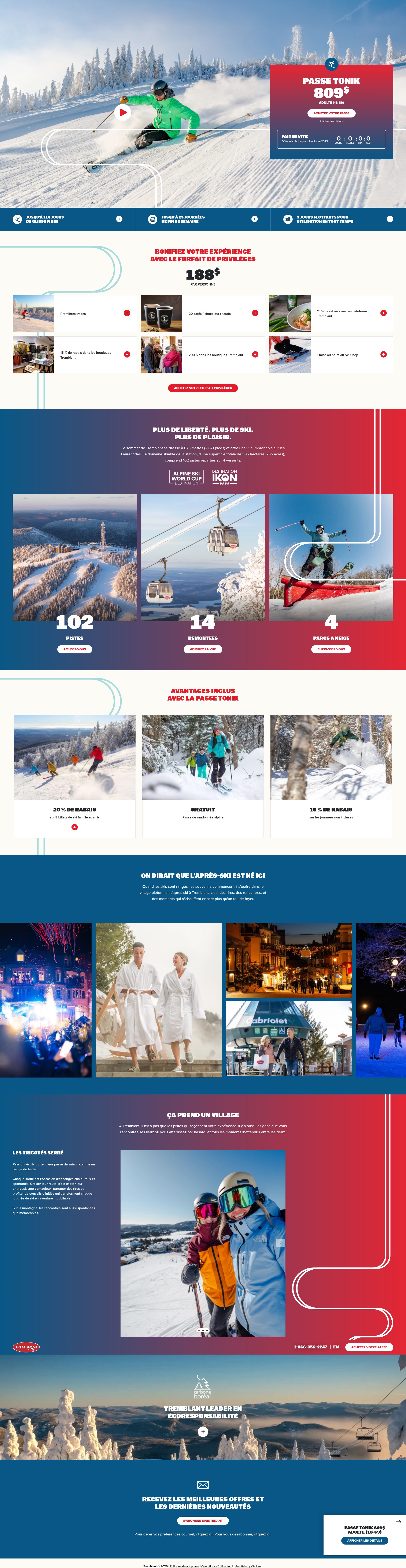 Screenshot of promo.tremblant.ca