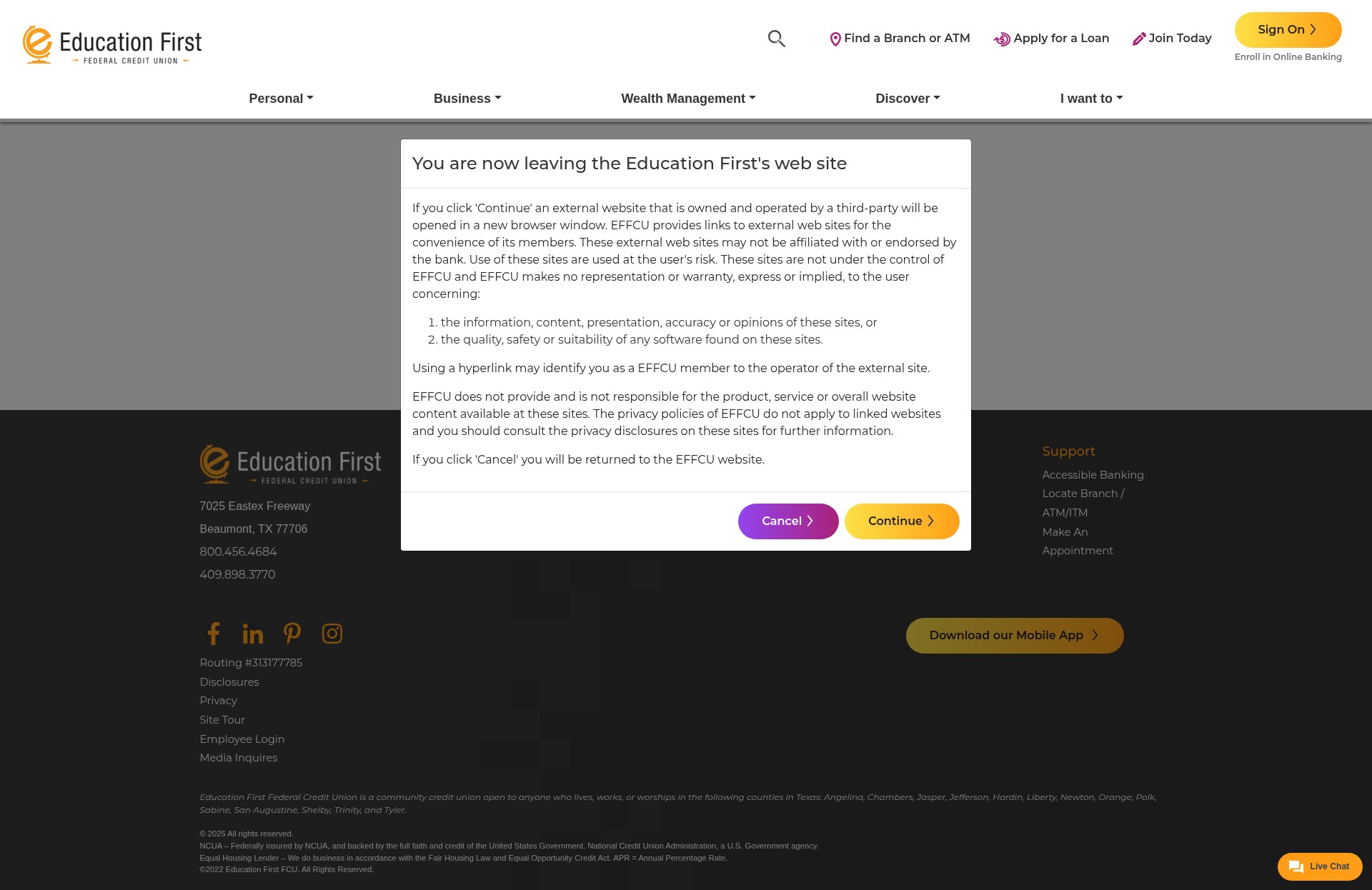 Screenshot of promotions.educationfirstfcu.org