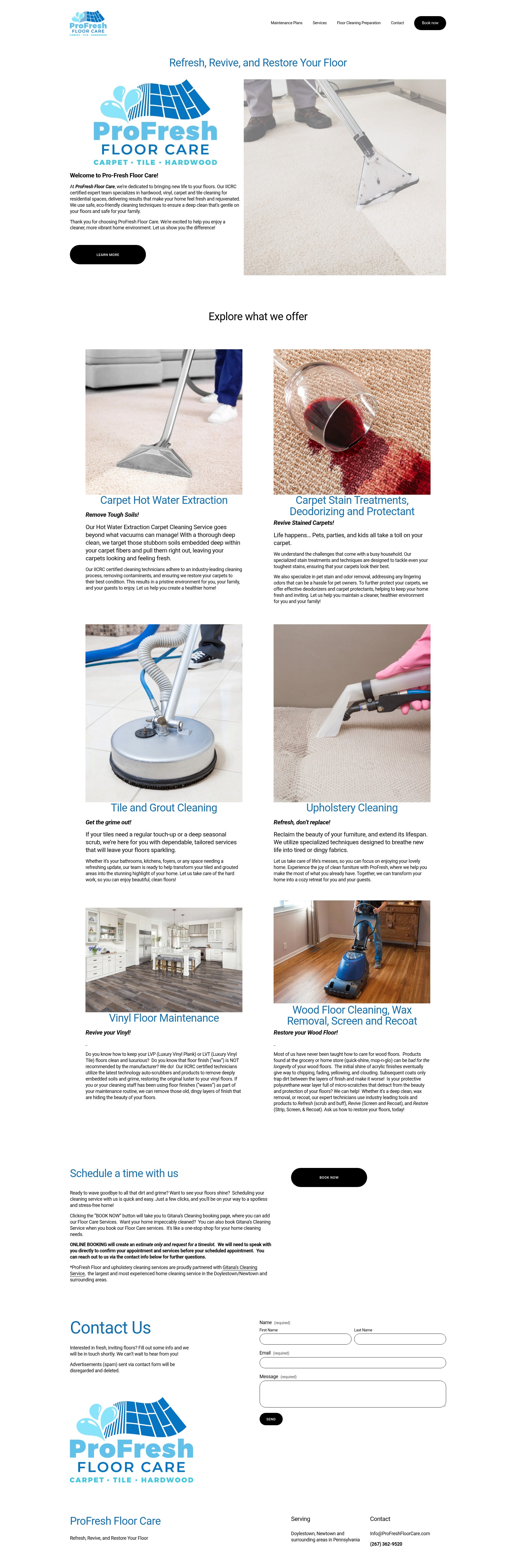 Screenshot of prorefreshfloorcare.com