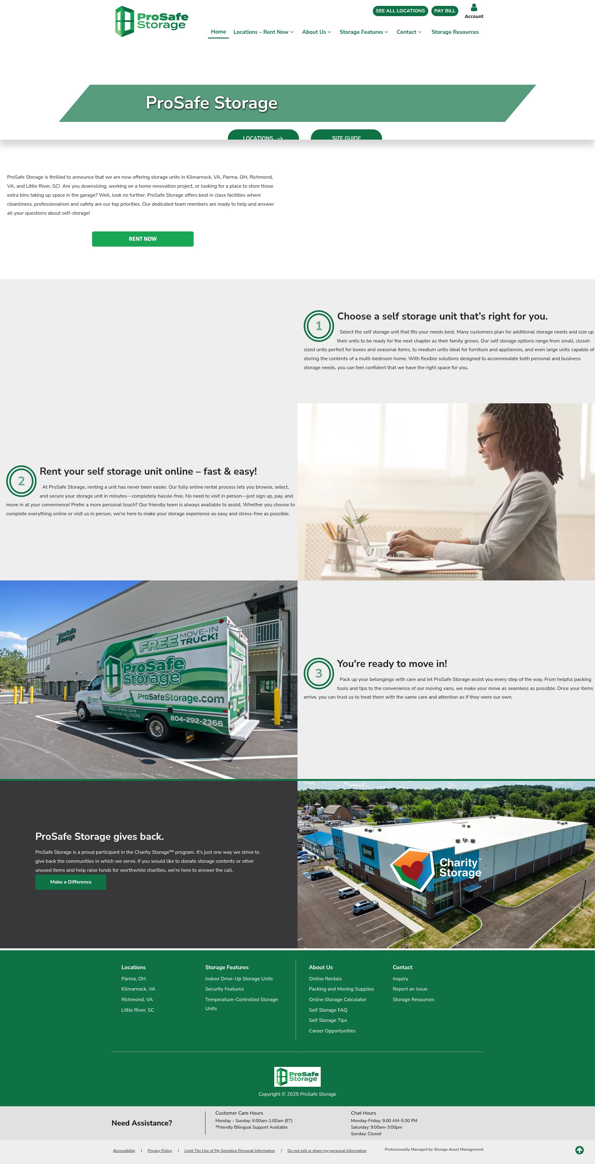 Screenshot of prosafestorage.com