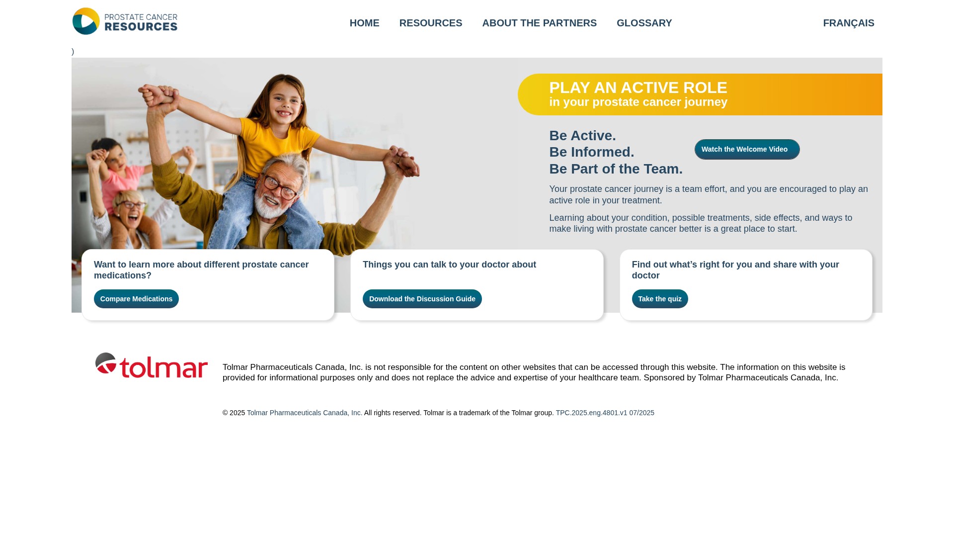 Screenshot of prostatecancerresources.ca