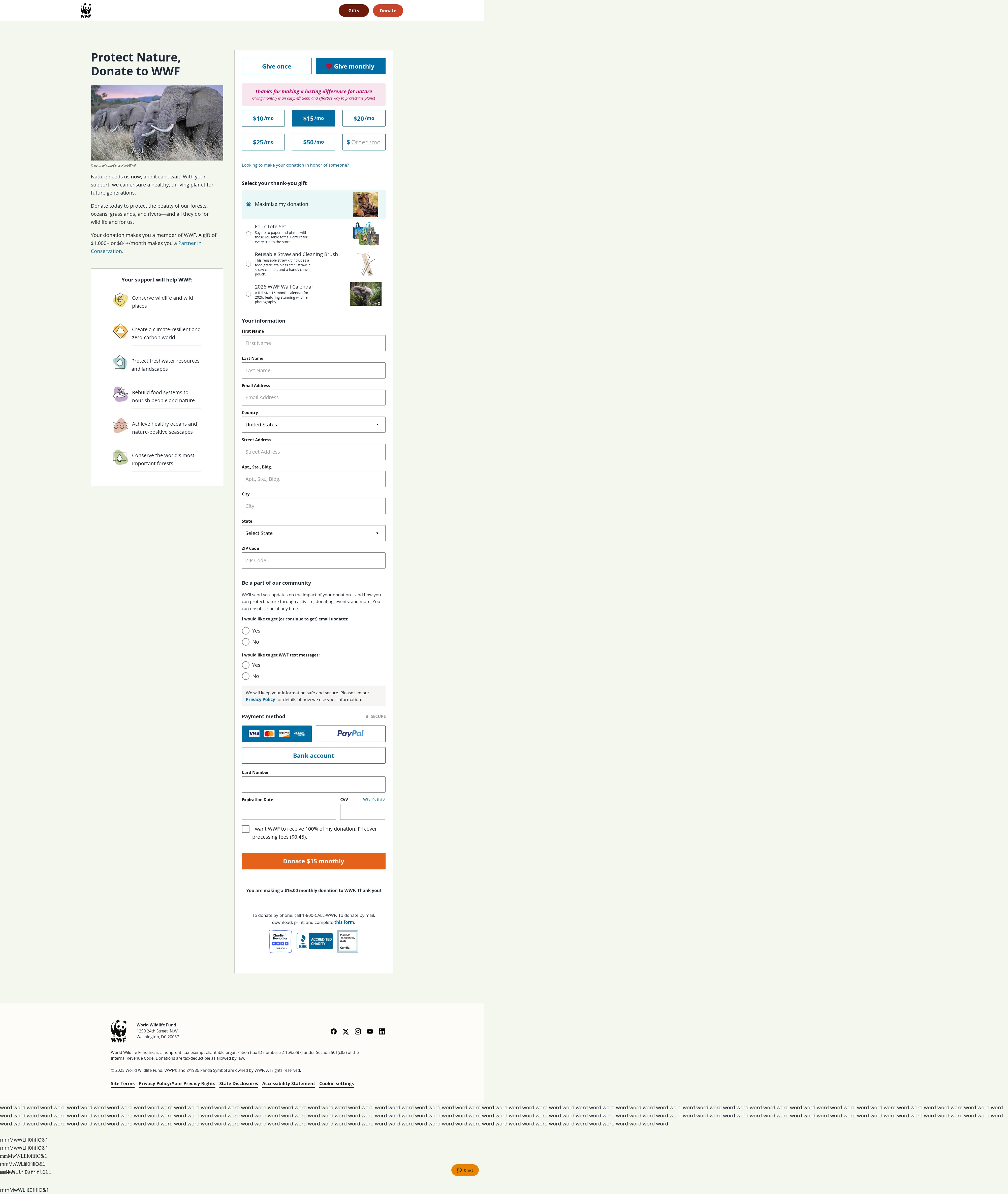 Screenshot of protect.worldwildlife.org