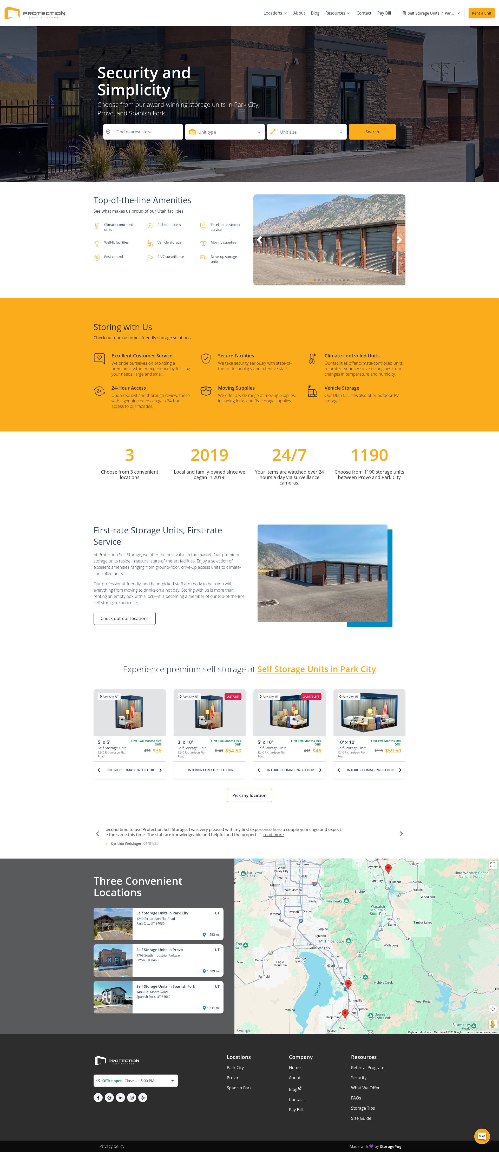 Screenshot of protectionselfstorage.com