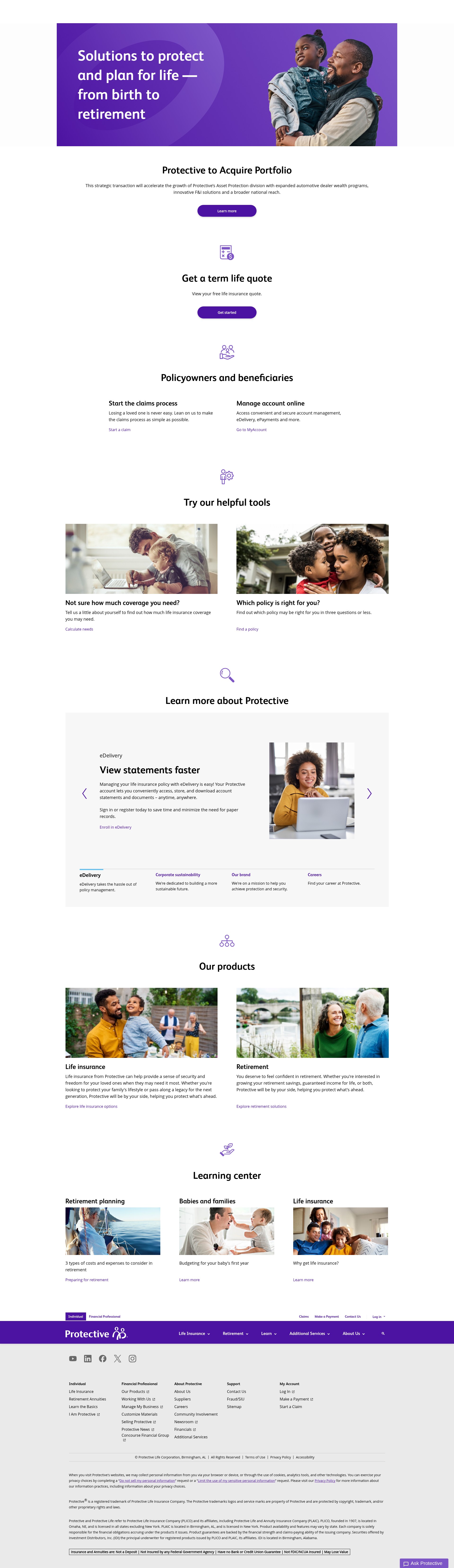 Screenshot of protective.com