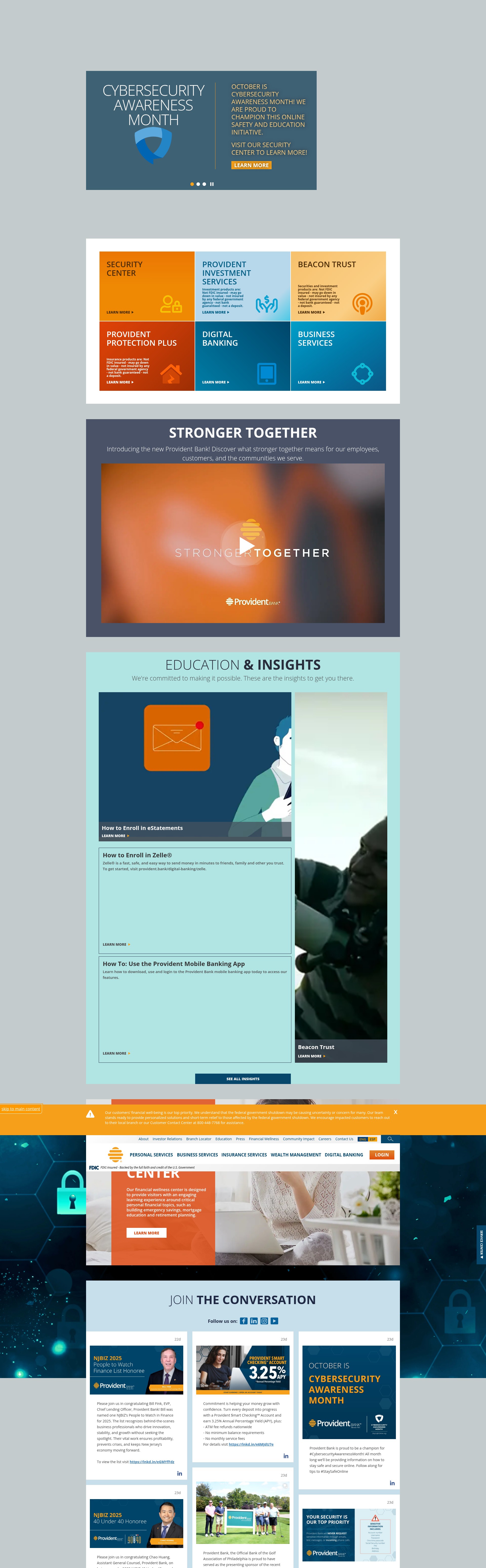 Screenshot of provident.bank