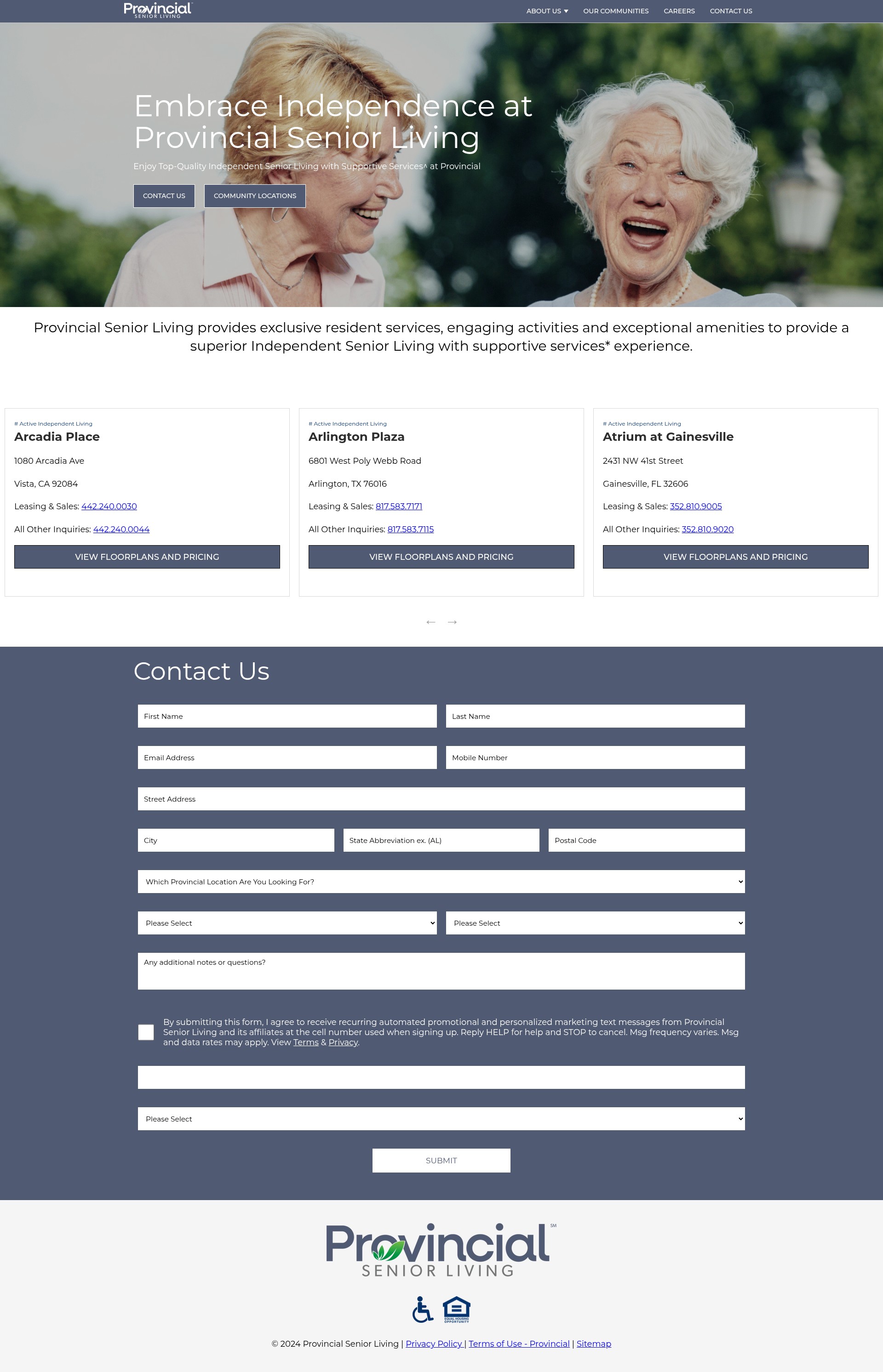 Screenshot of provincialseniorliving.com
