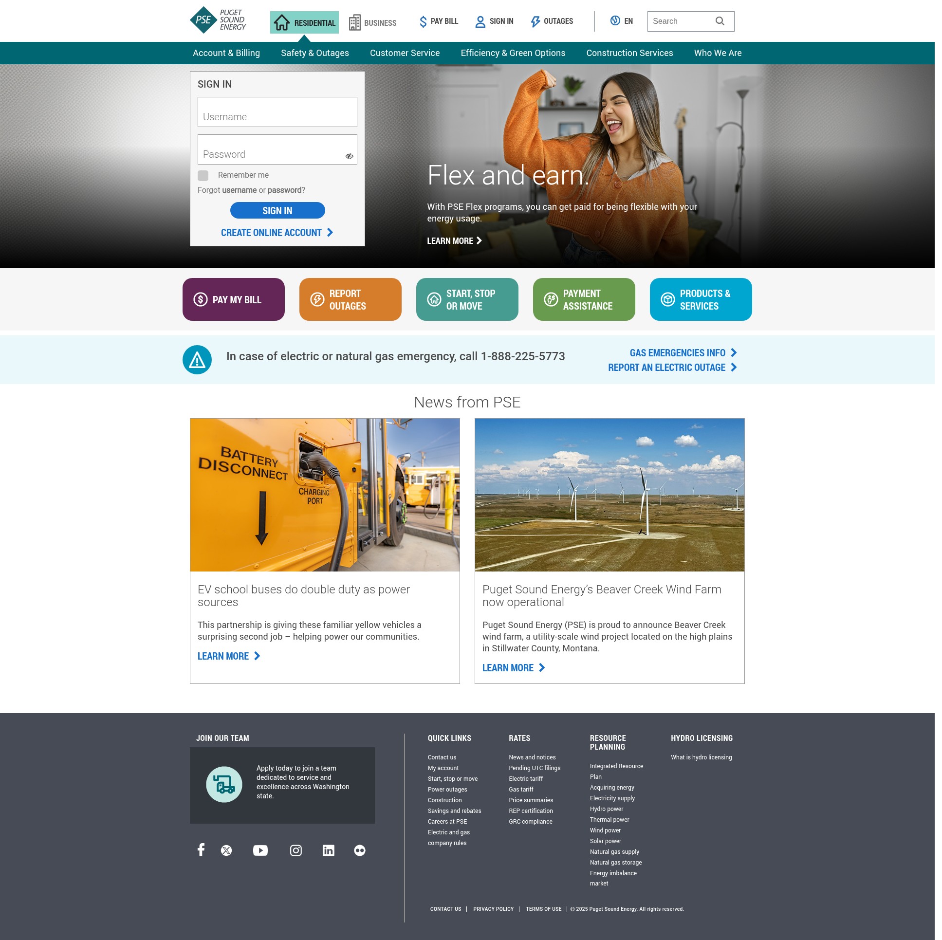 Screenshot of pse.com