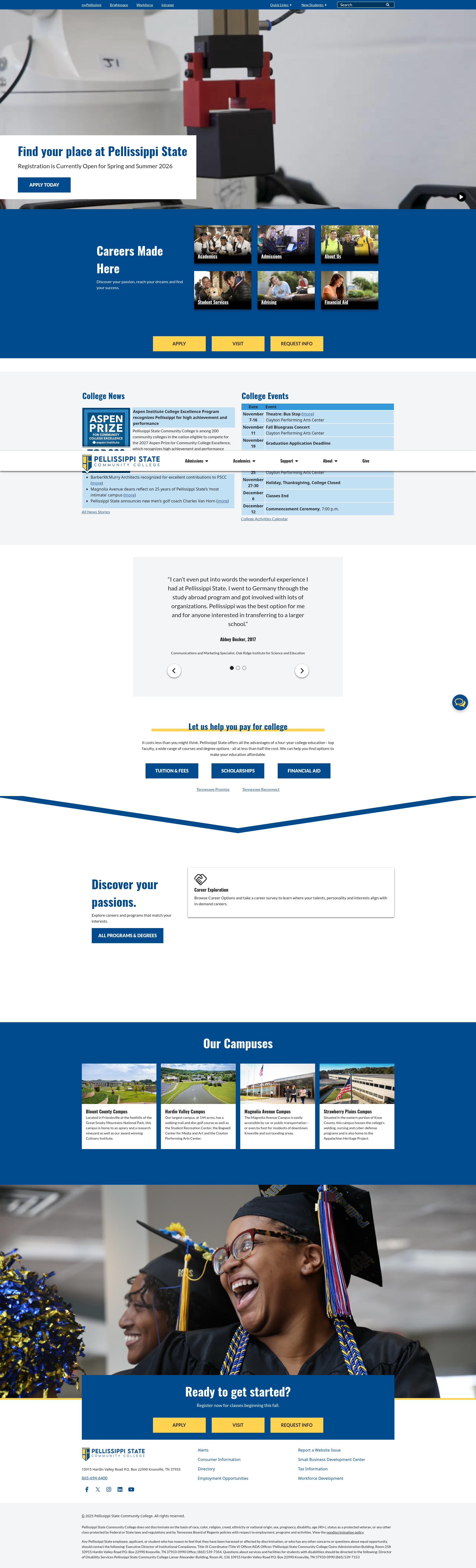 Screenshot of pstcc.edu