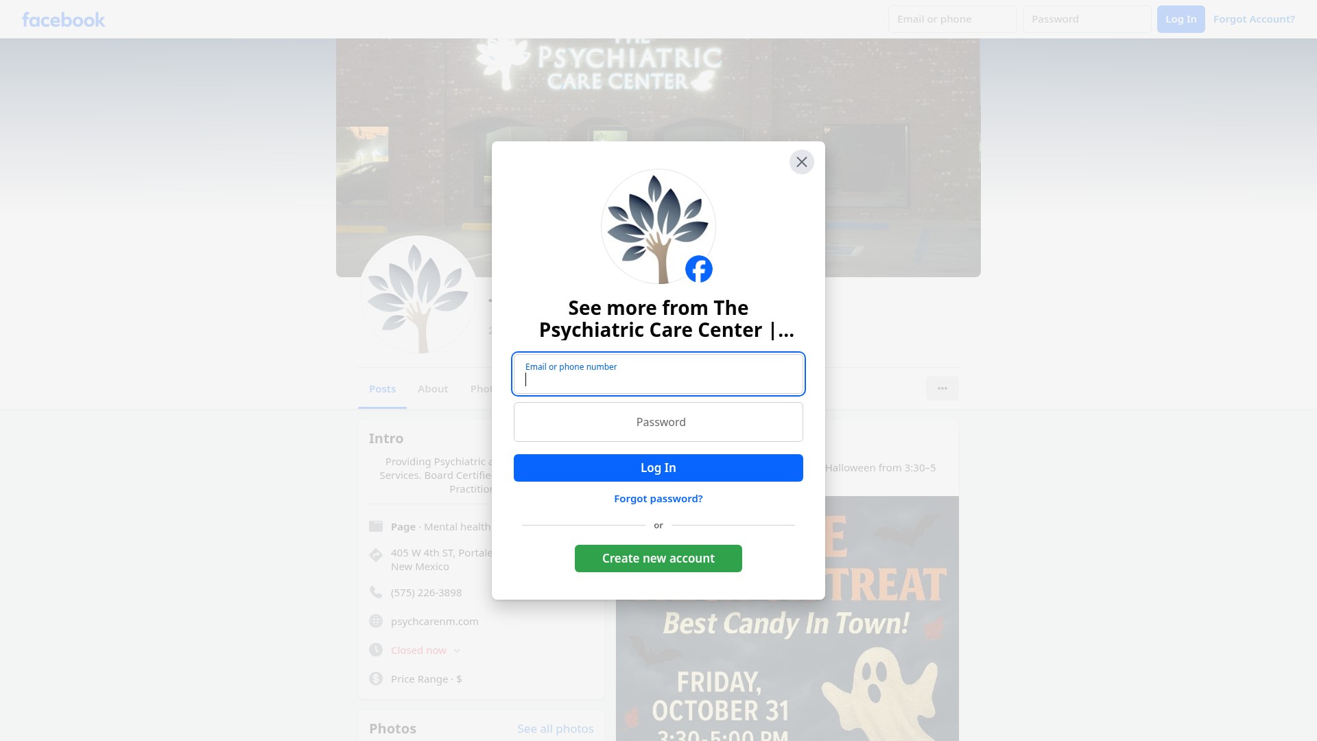 Screenshot of psychcarenm.com