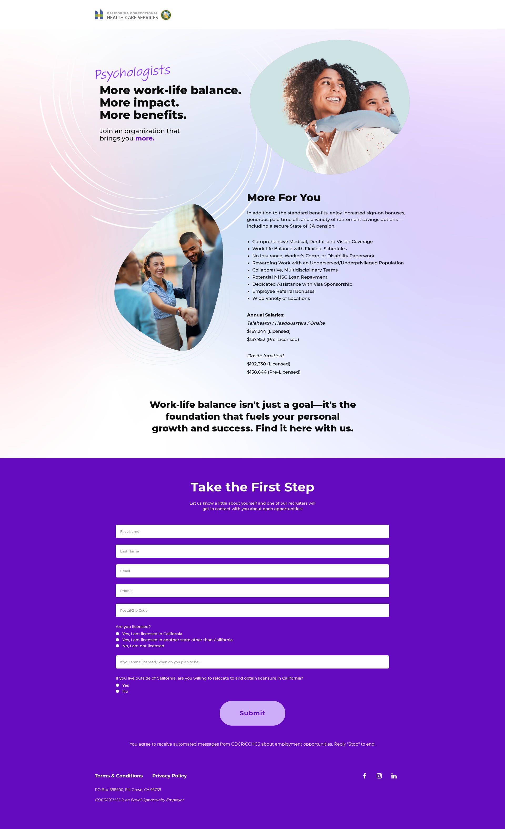 Screenshot of psychologistcareer.cacorrectionalhealthcare.com