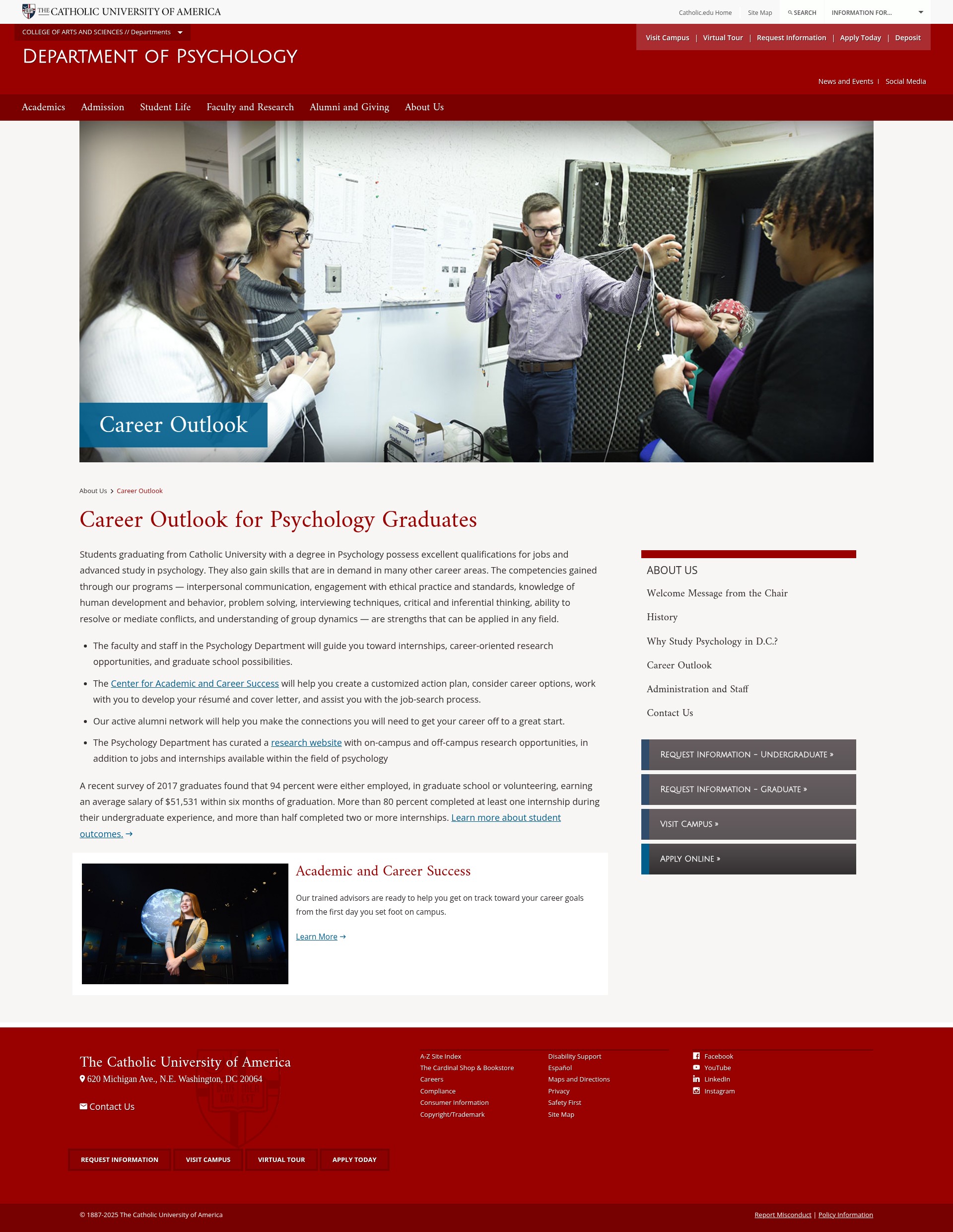 Screenshot of psychology.catholic.edu