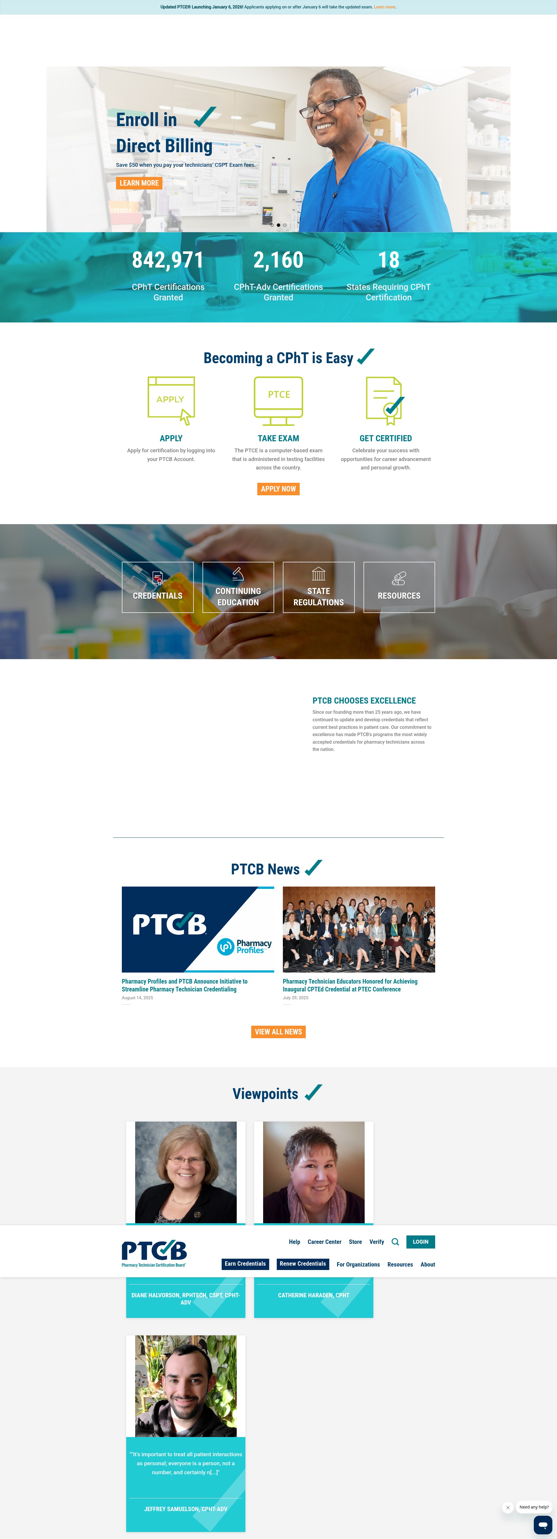 Screenshot of ptcb.org