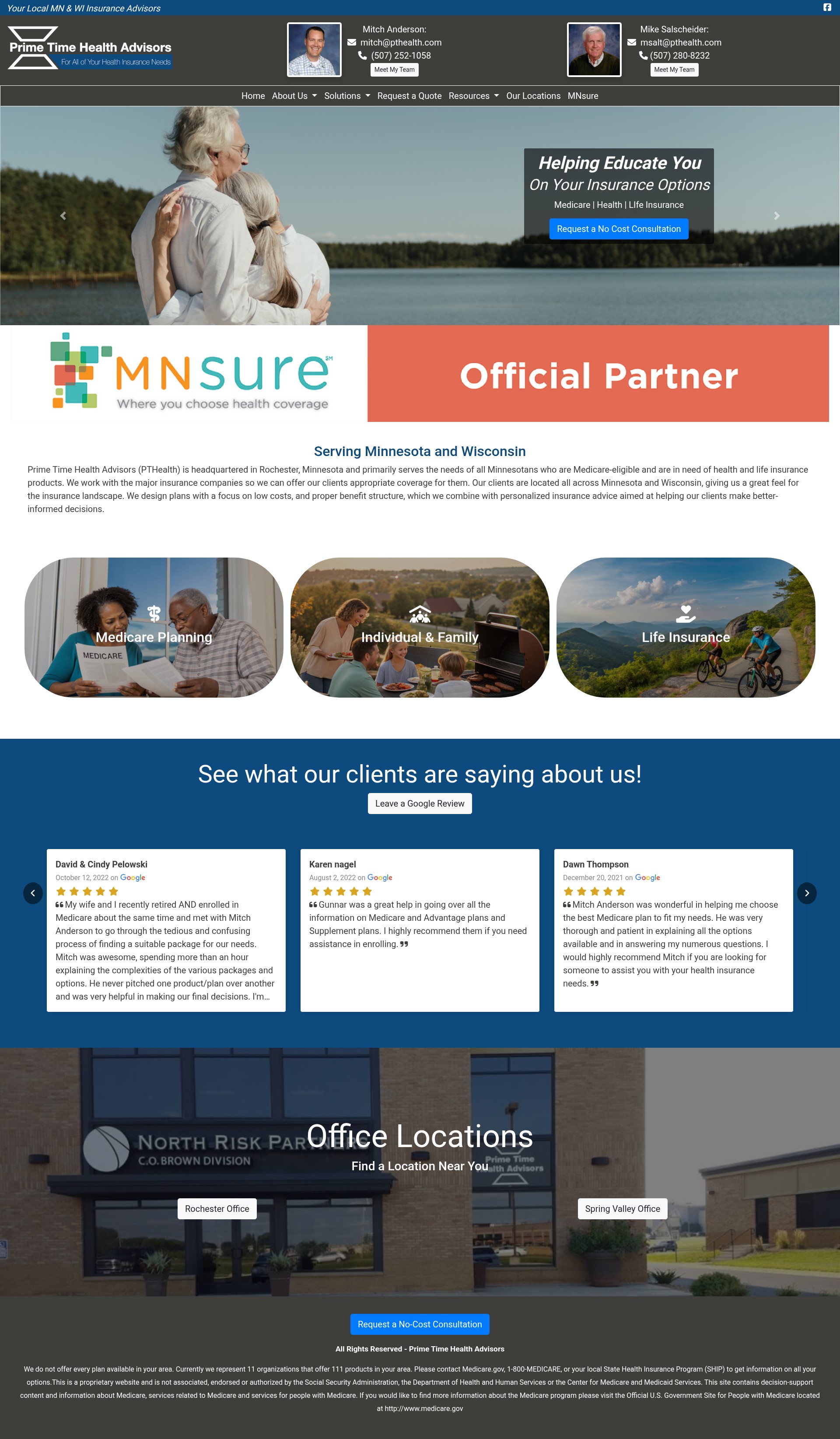 Screenshot of pthealth.com
