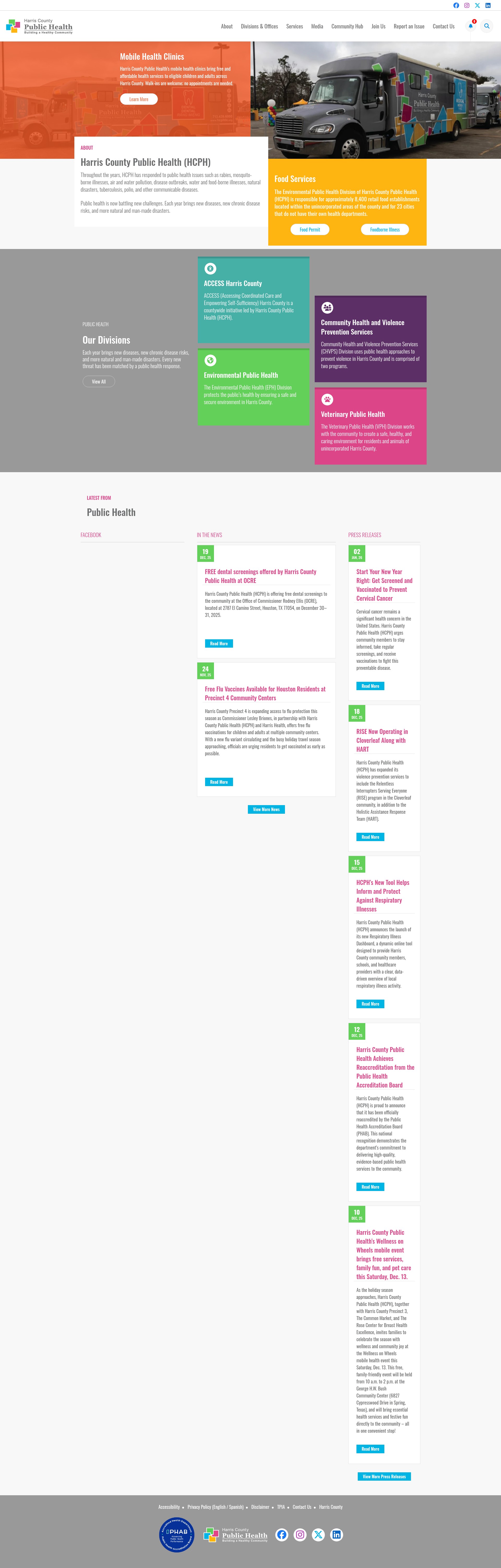 Screenshot of publichealth.harriscountytx.gov