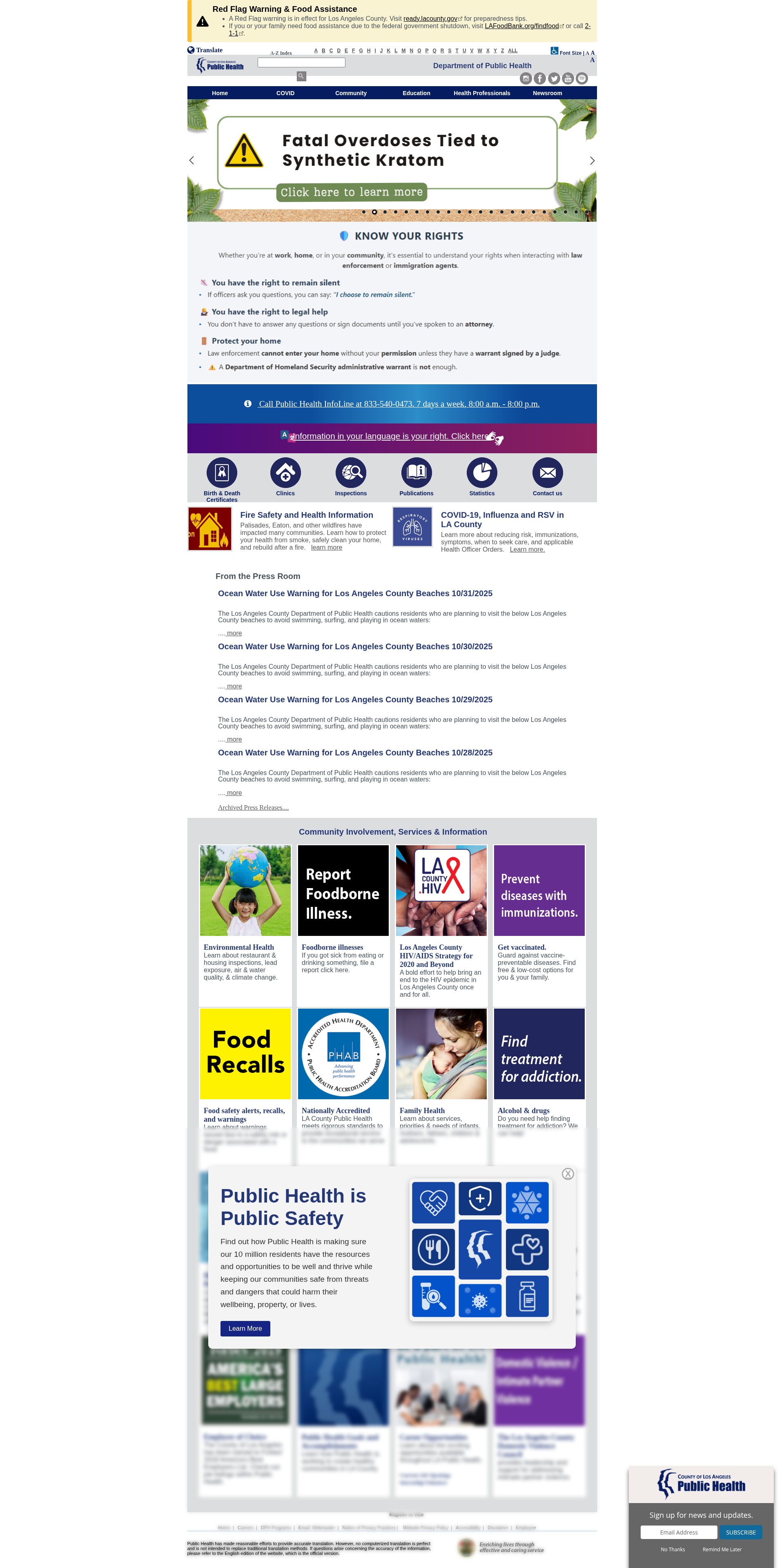 Screenshot of publichealth.lacounty.gov