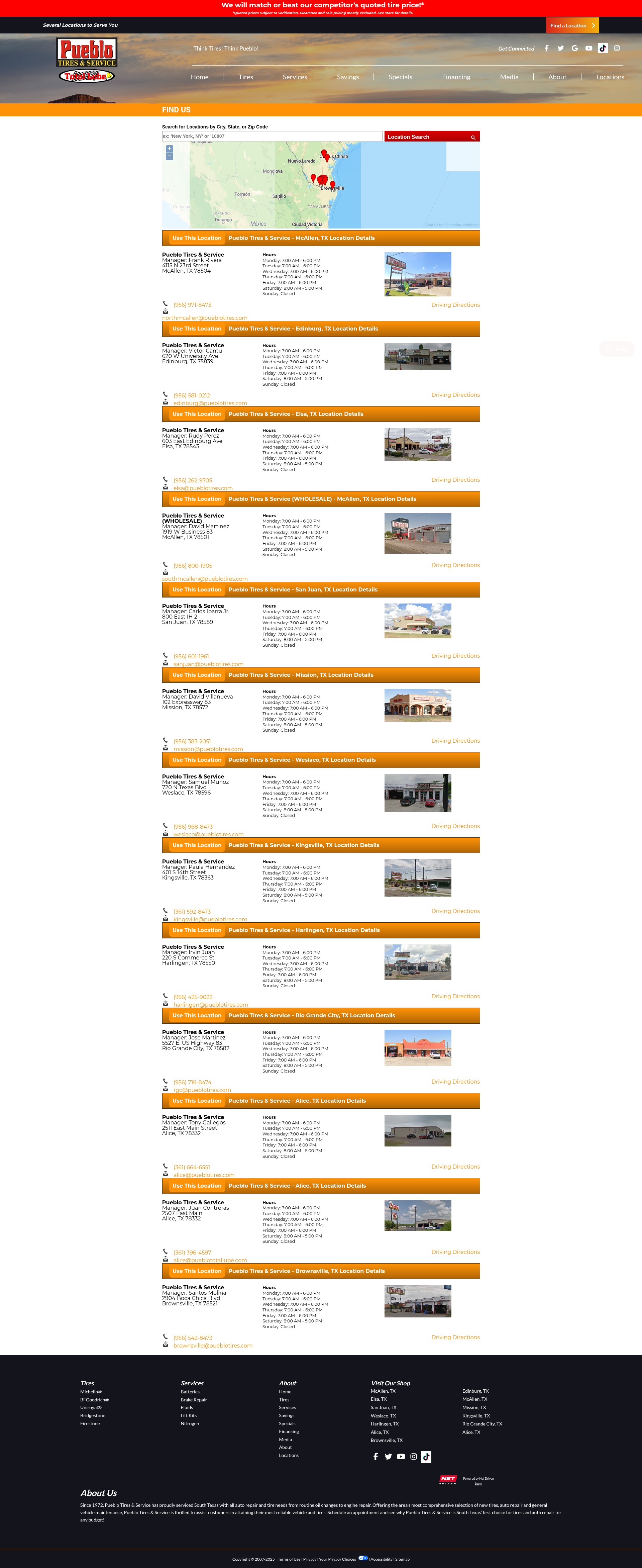 Screenshot of pueblotires.com