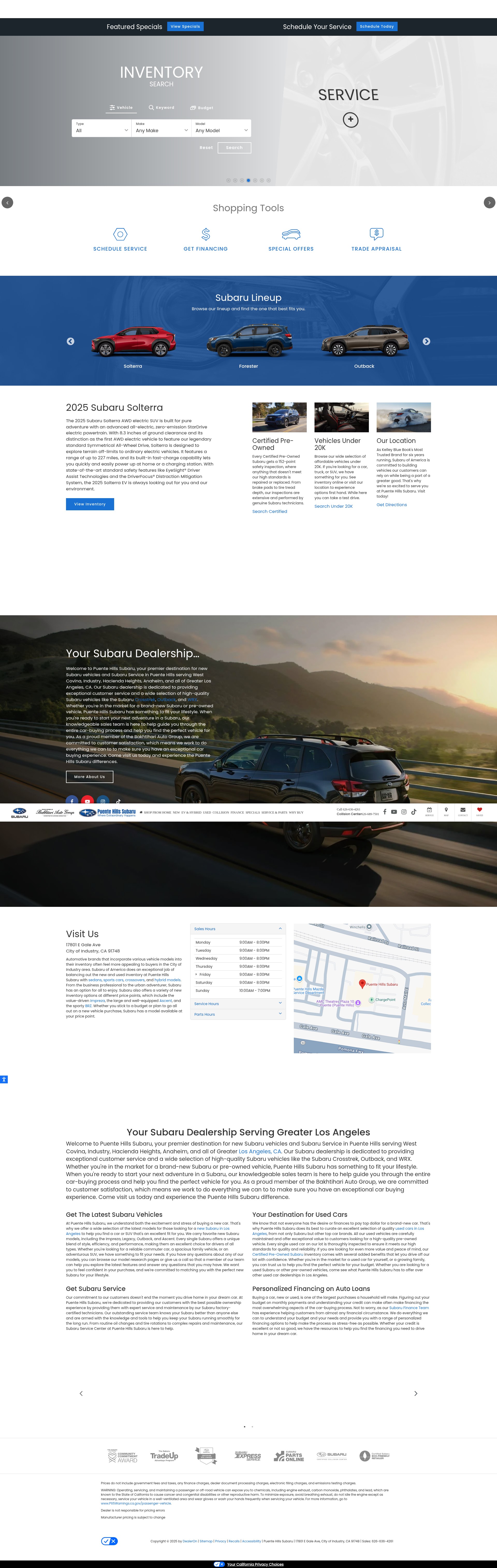 Screenshot of puentehillssubaru.com