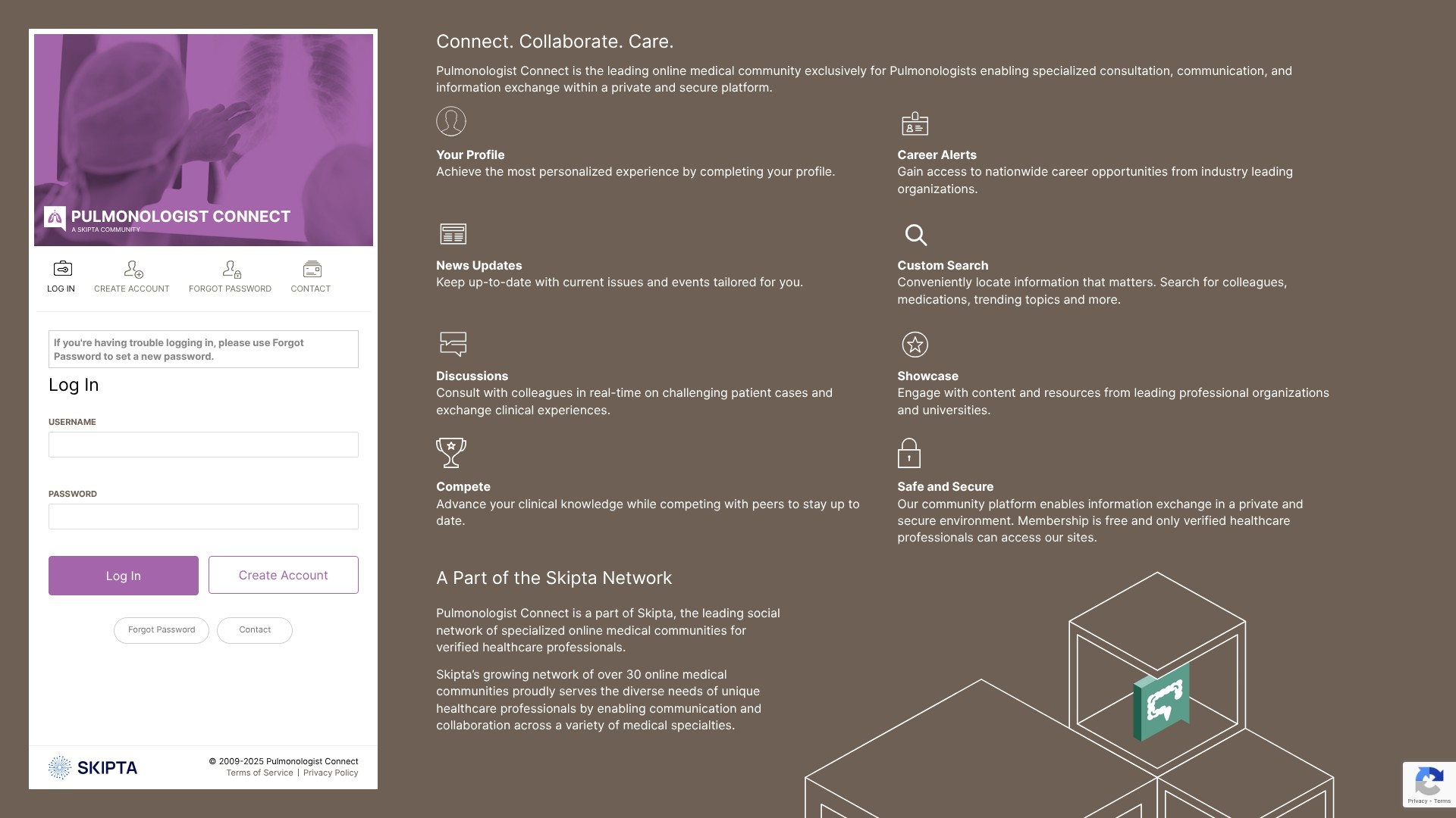 Screenshot of pulmonologistconnect.com