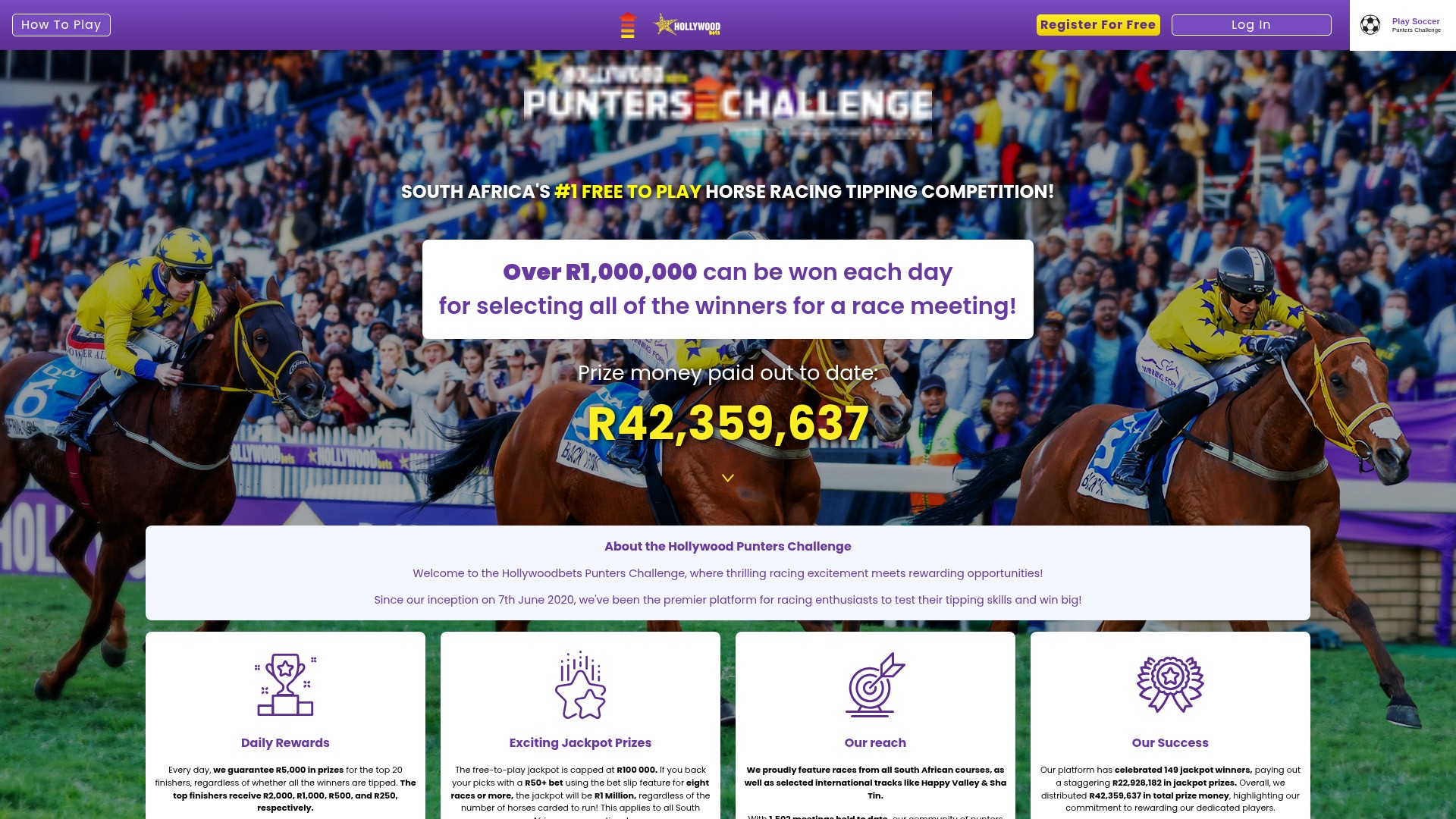 Screenshot of punterschallenge.hollywoodbets.net