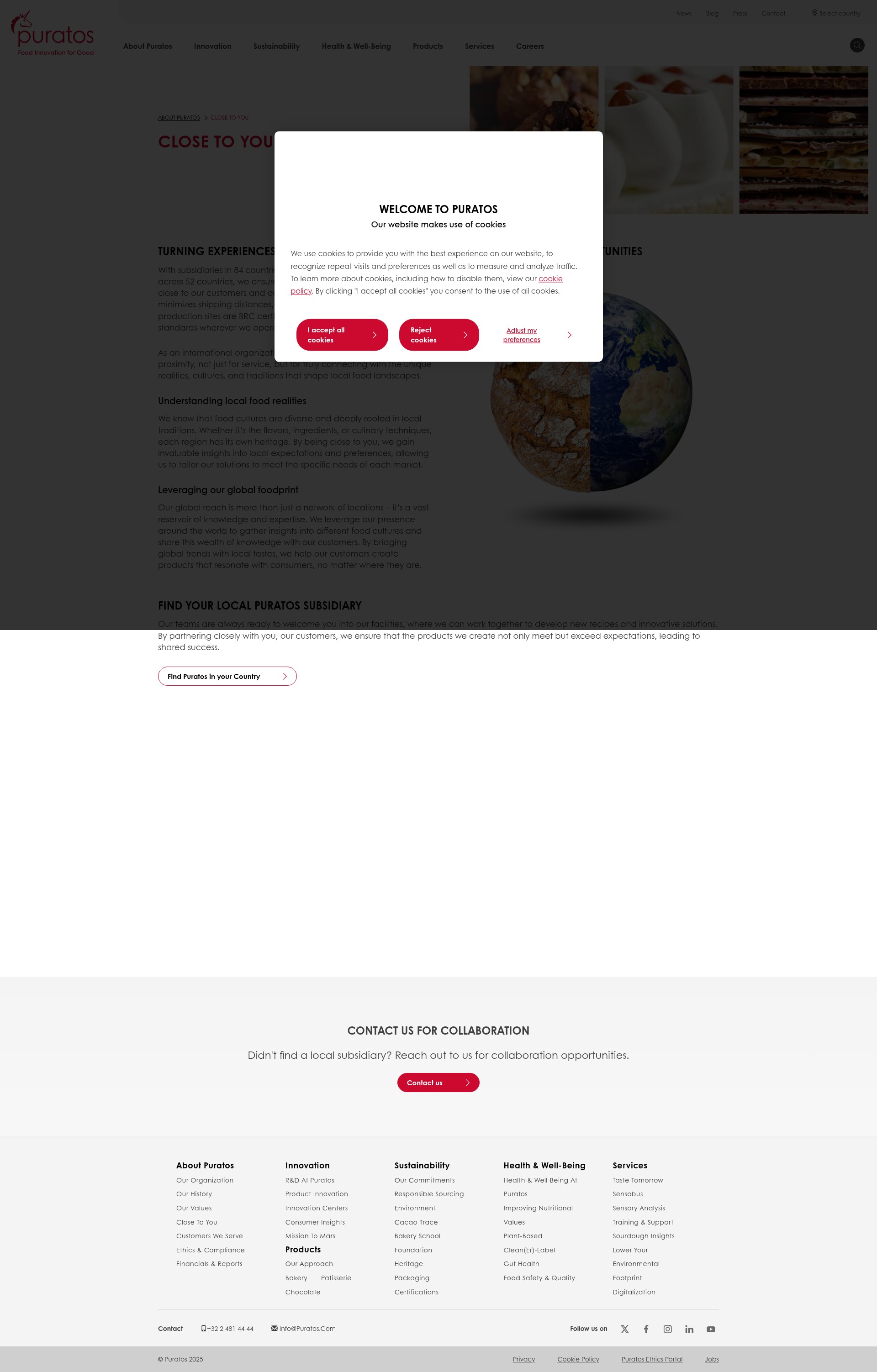 Screenshot of puratos.com