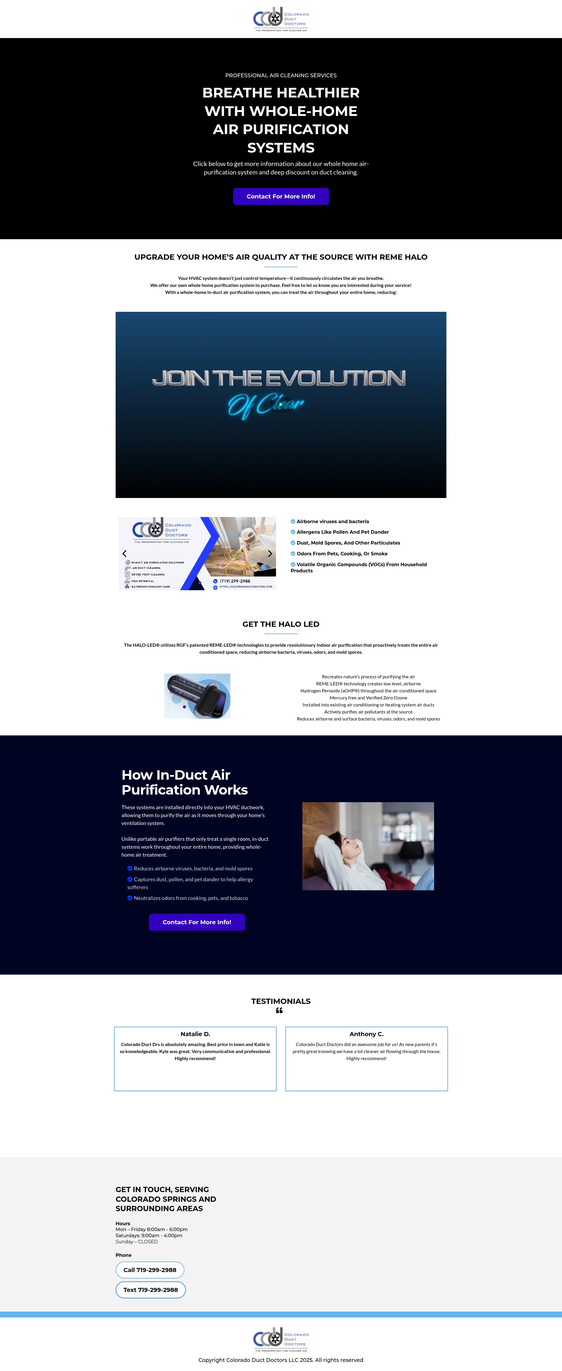 Screenshot of pureair.coloradoductdoctors.com