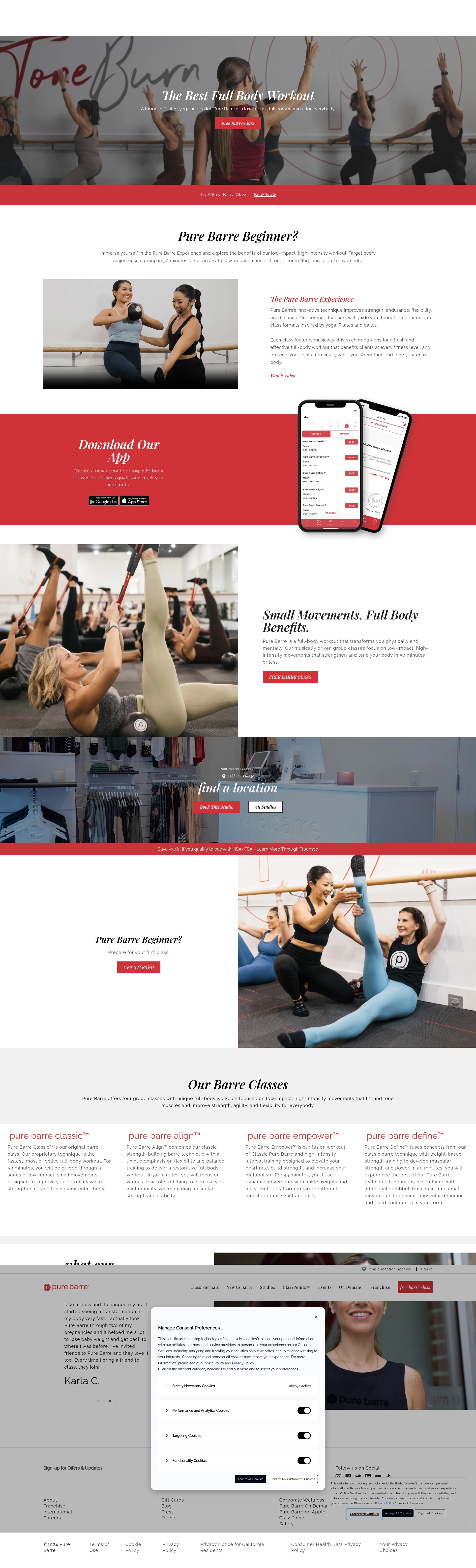 Screenshot of purebarre.com
