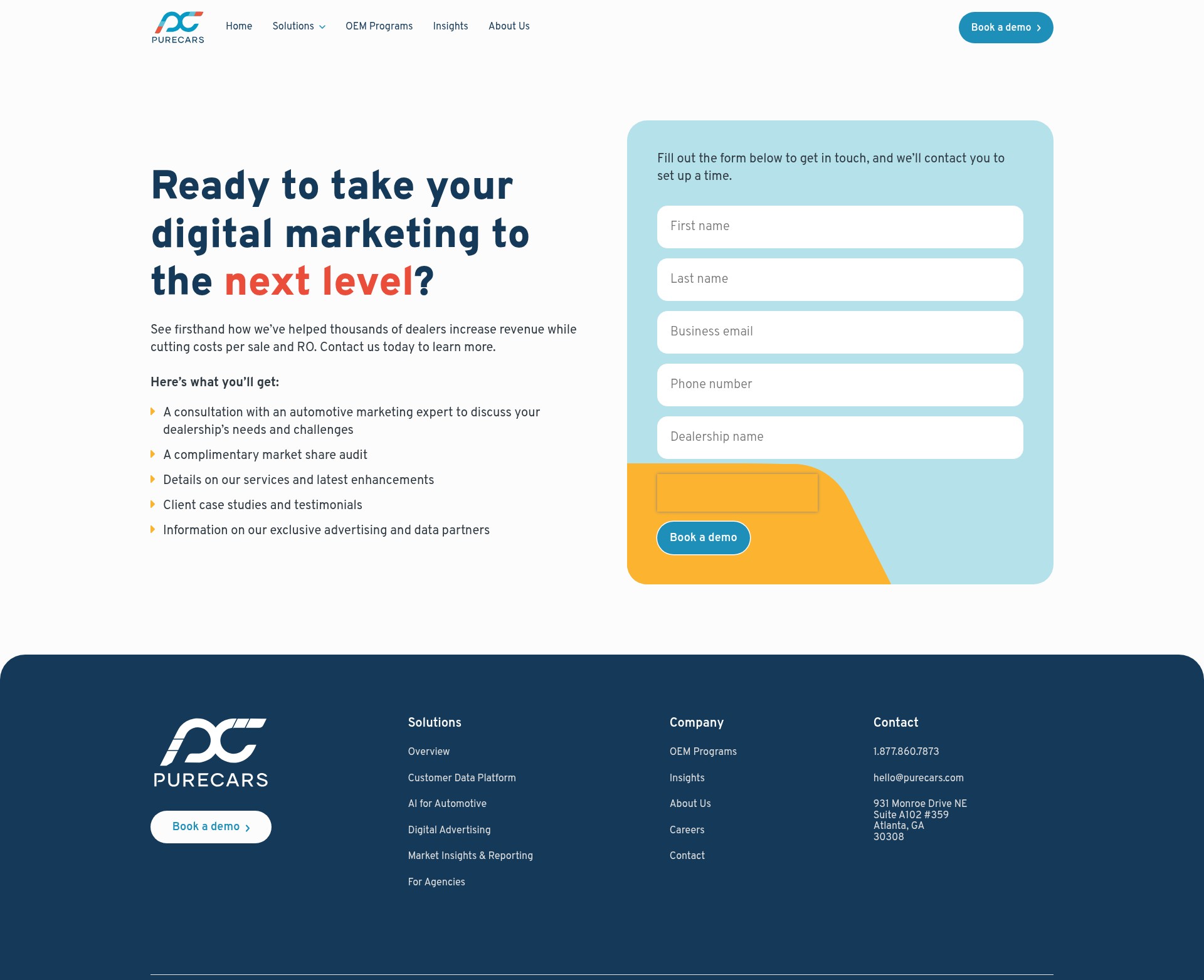 Screenshot of purecars.com
