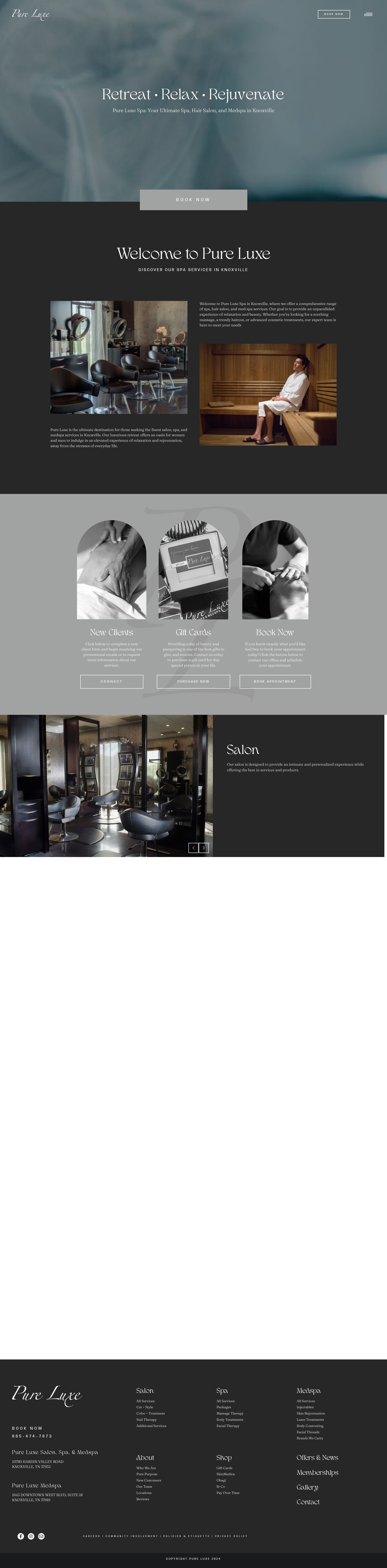 Screenshot of pureluxespa.com