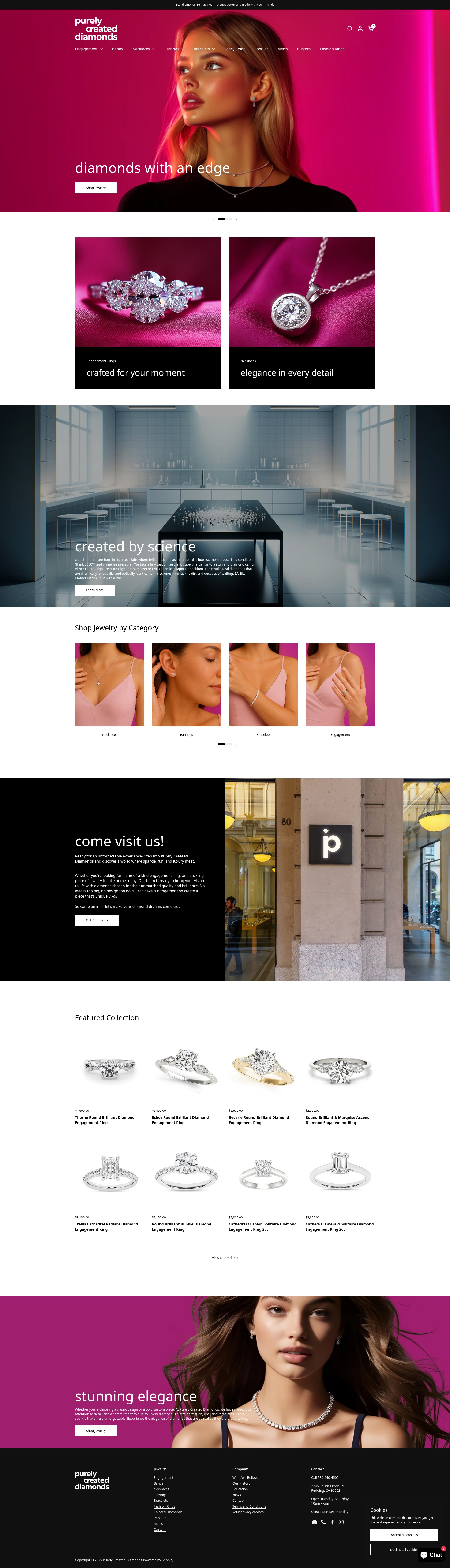 Screenshot of purelycreateddiamonds.com