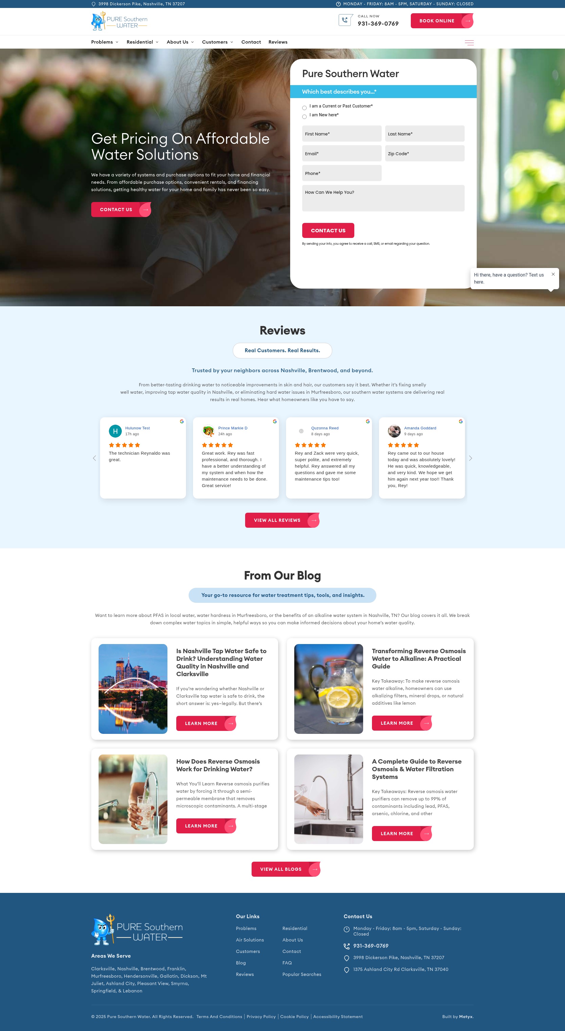 Screenshot of puresouthernwater.com