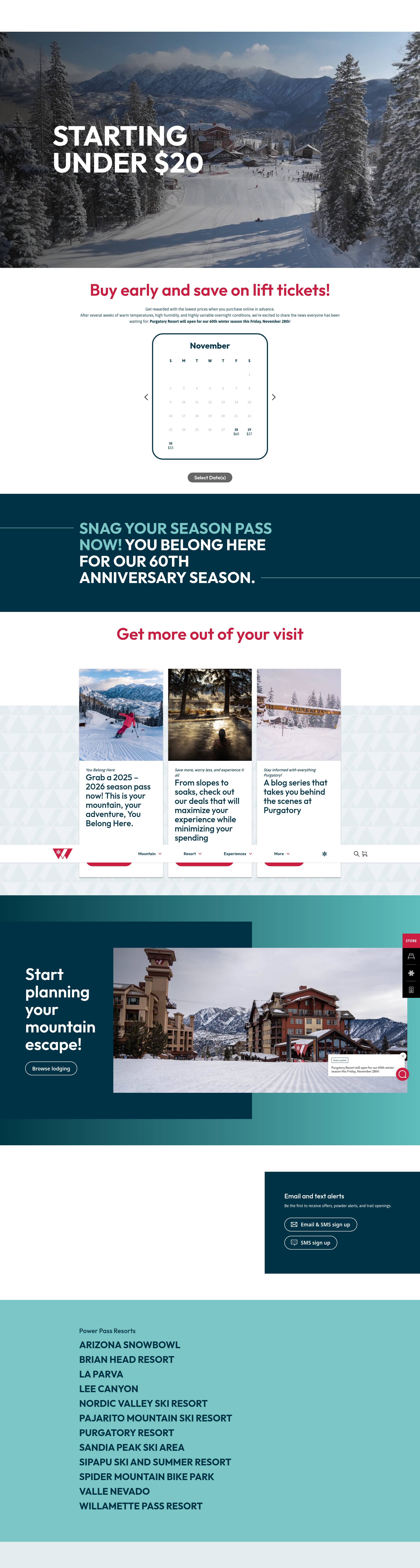 Screenshot of purgatoryresort.com