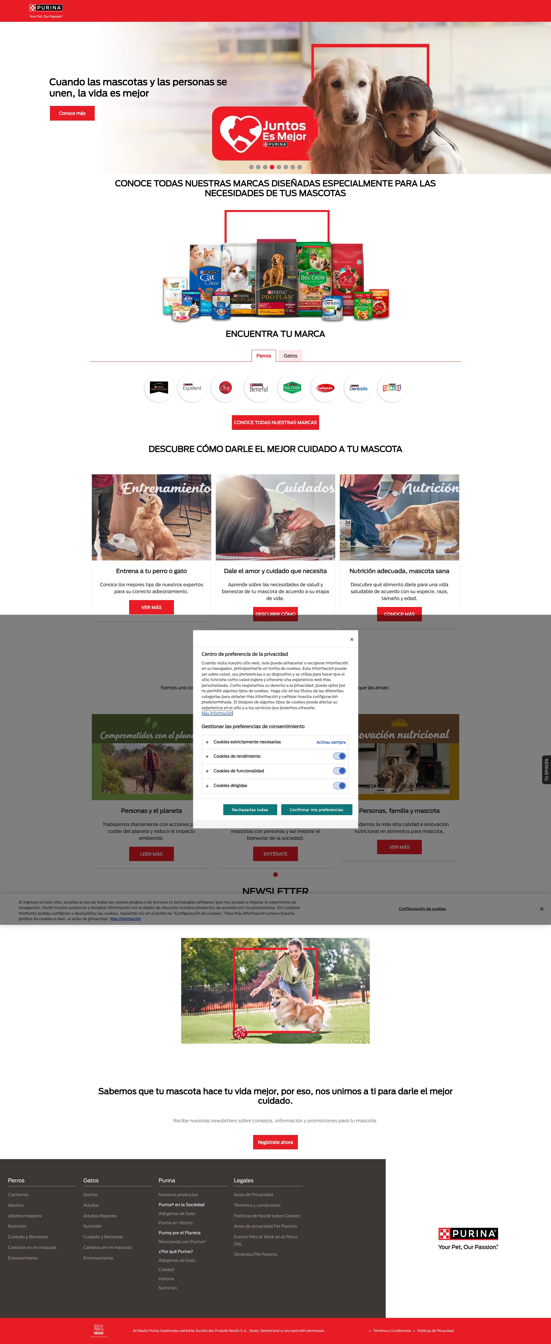 Screenshot of purina.com.mx