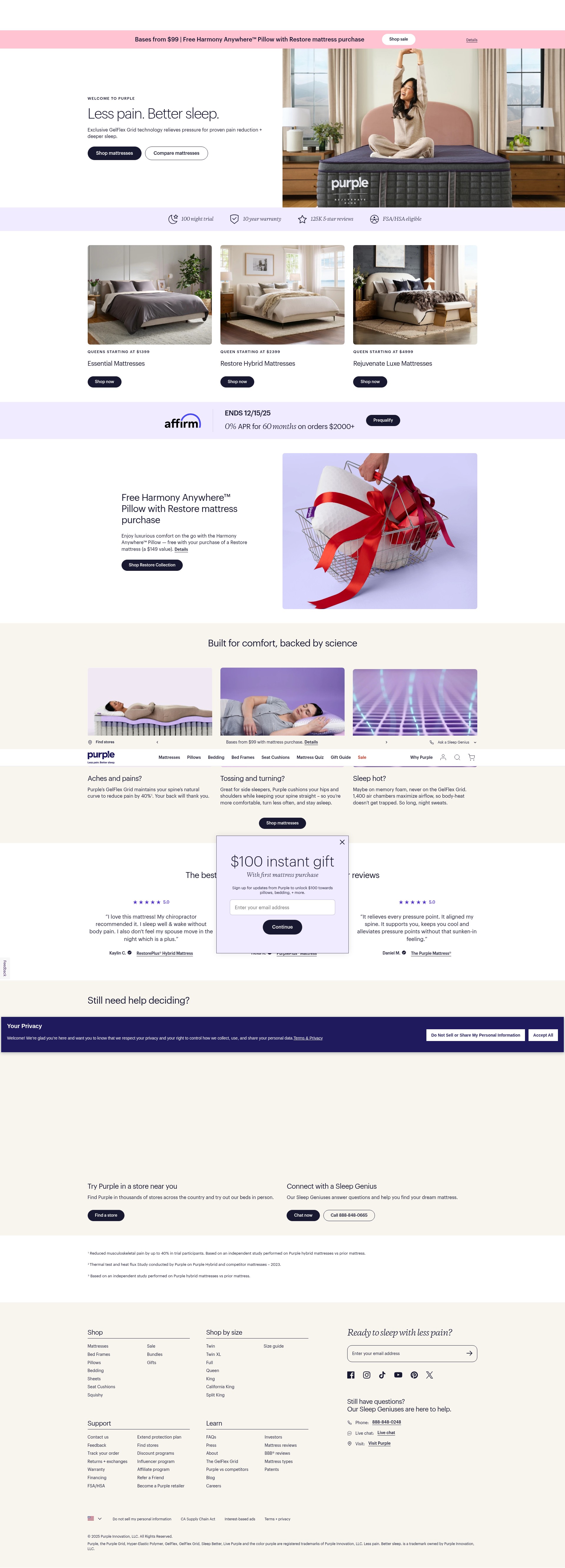 Screenshot of purple.com