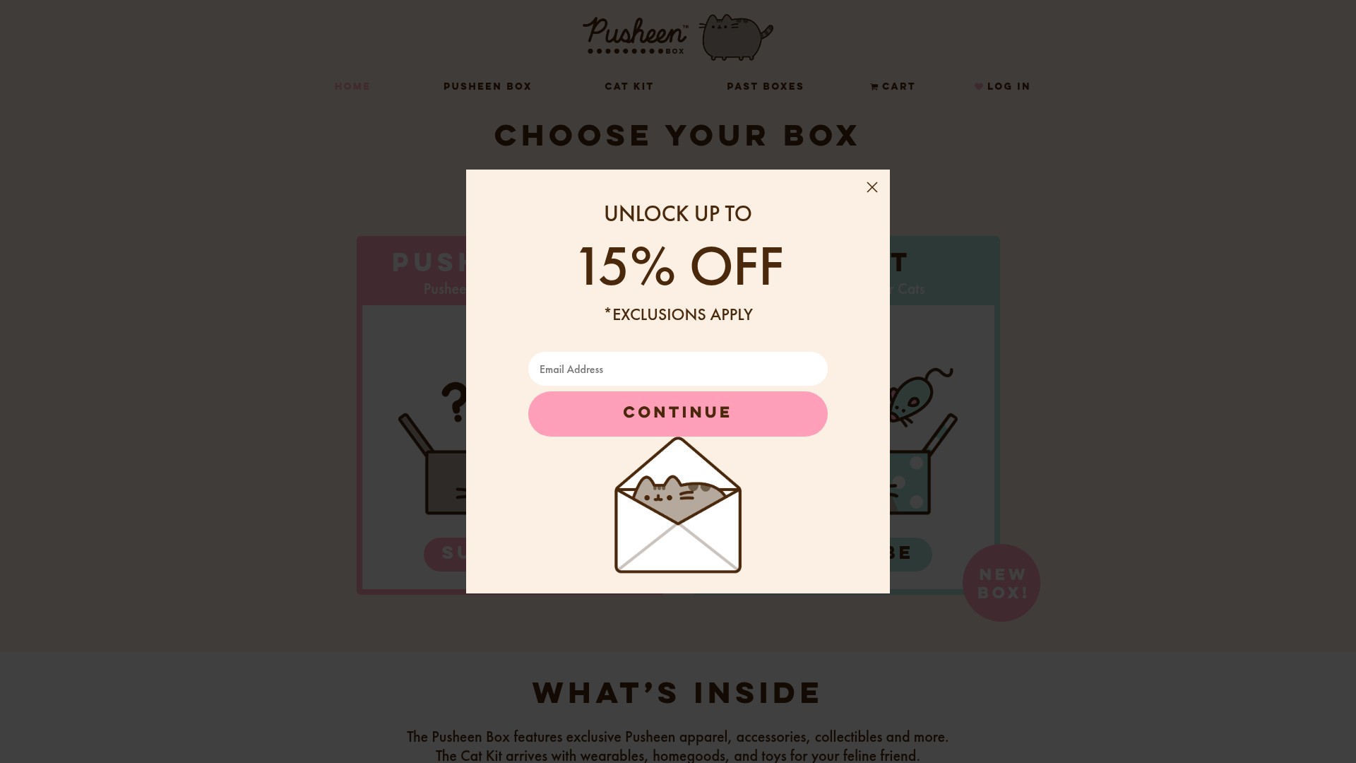 Screenshot of pusheenbox.com