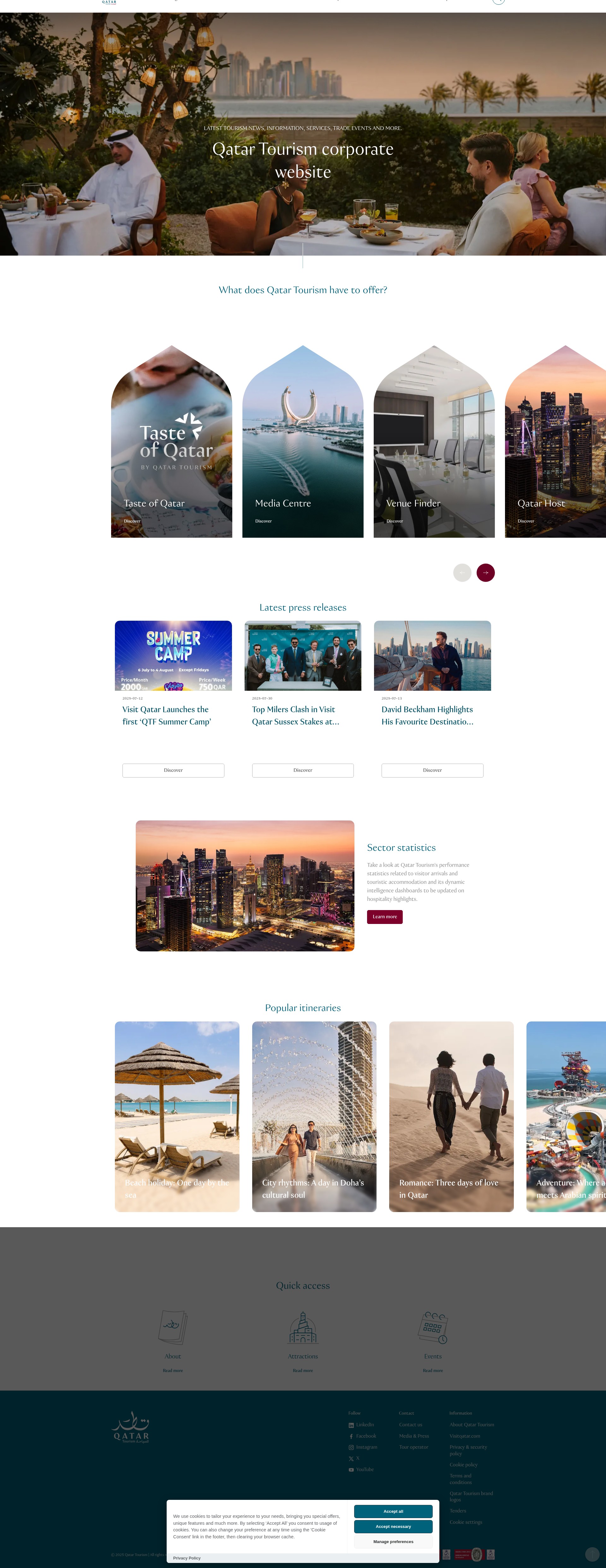 Screenshot of qatartourism.com