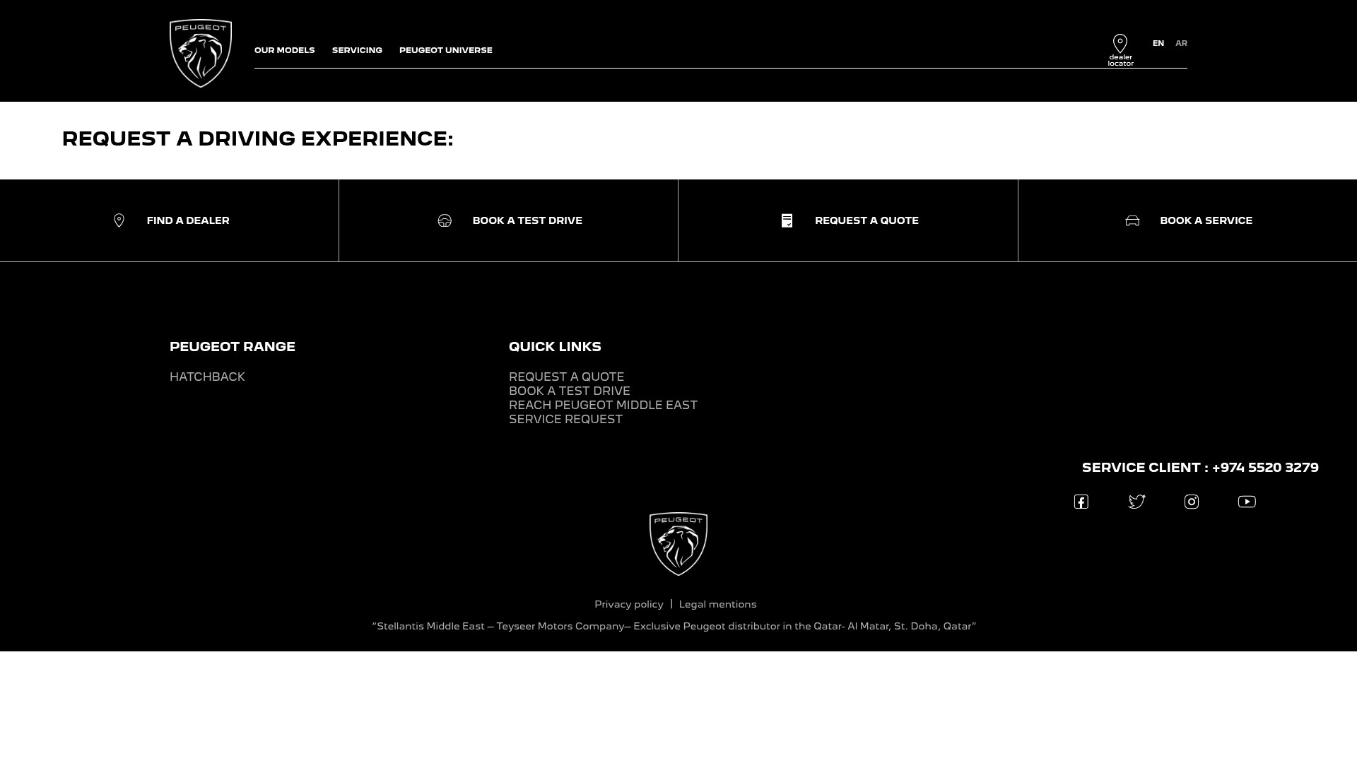 Screenshot of qtr.peugeot.com
