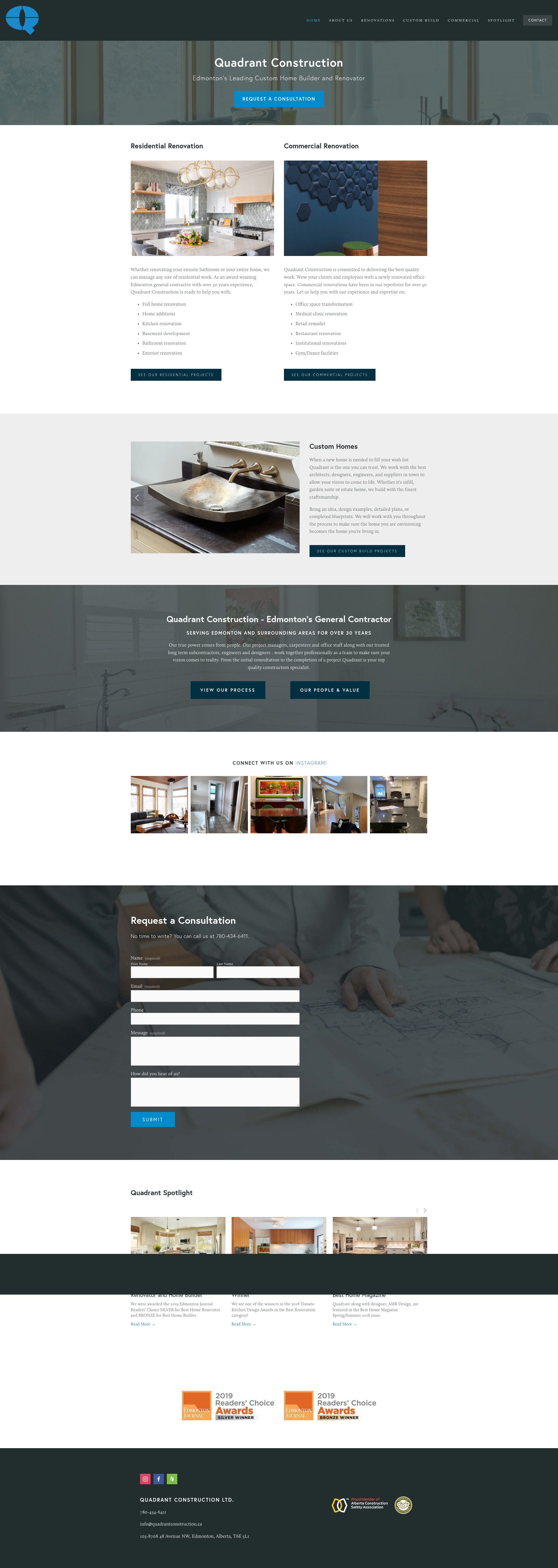 Screenshot of quadrantconstruction.ca