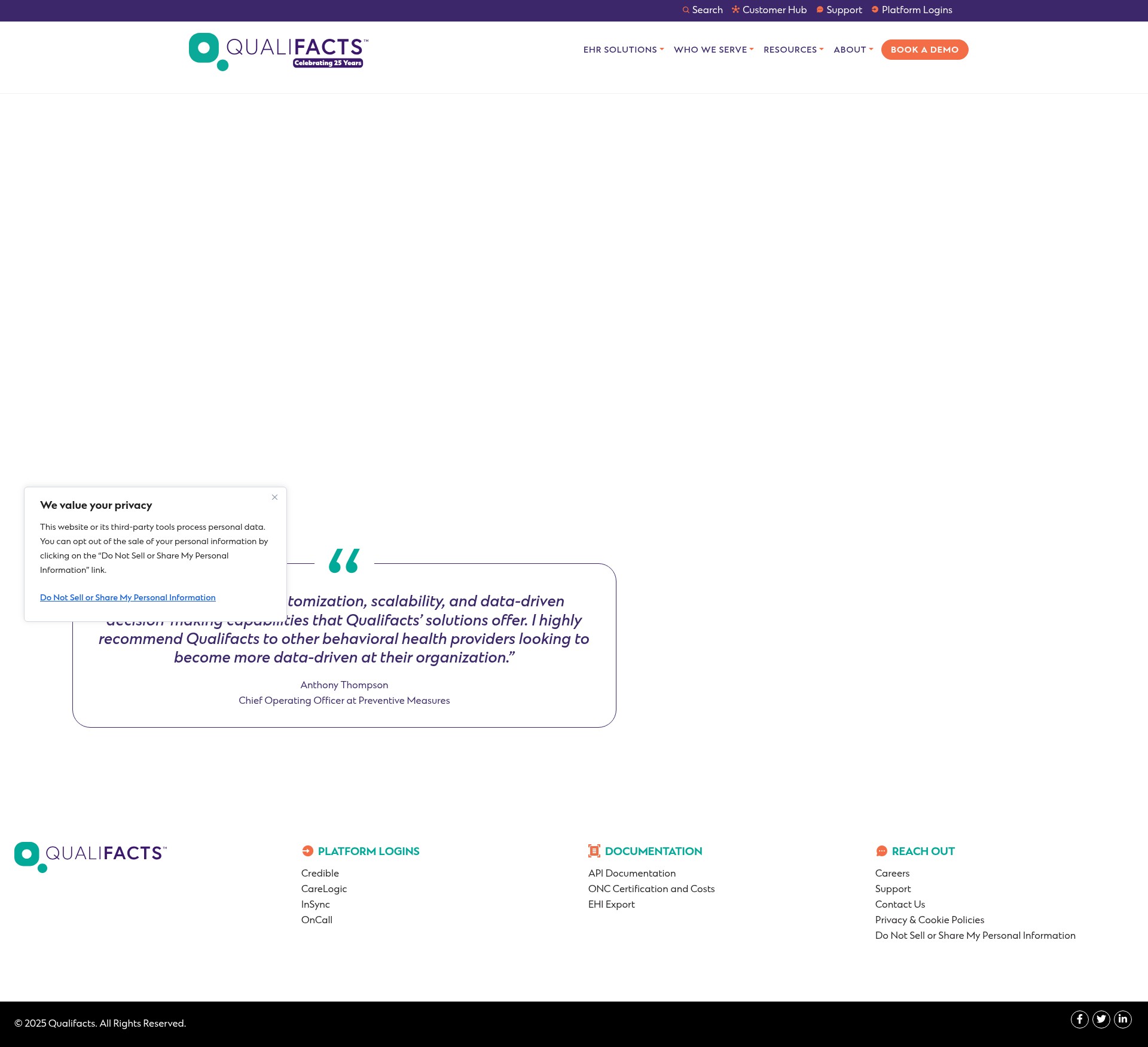 Screenshot of qualifacts.com