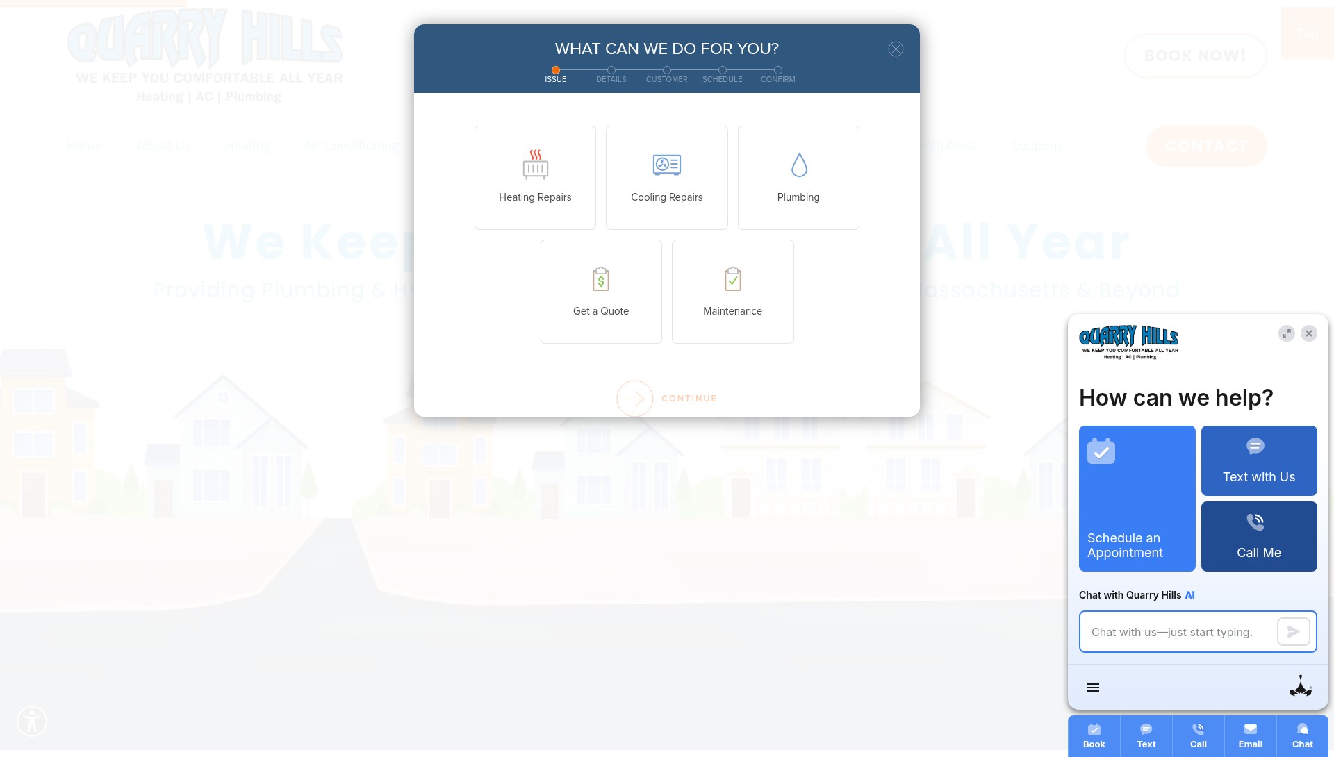 Screenshot of quarryhillsplumbing.com