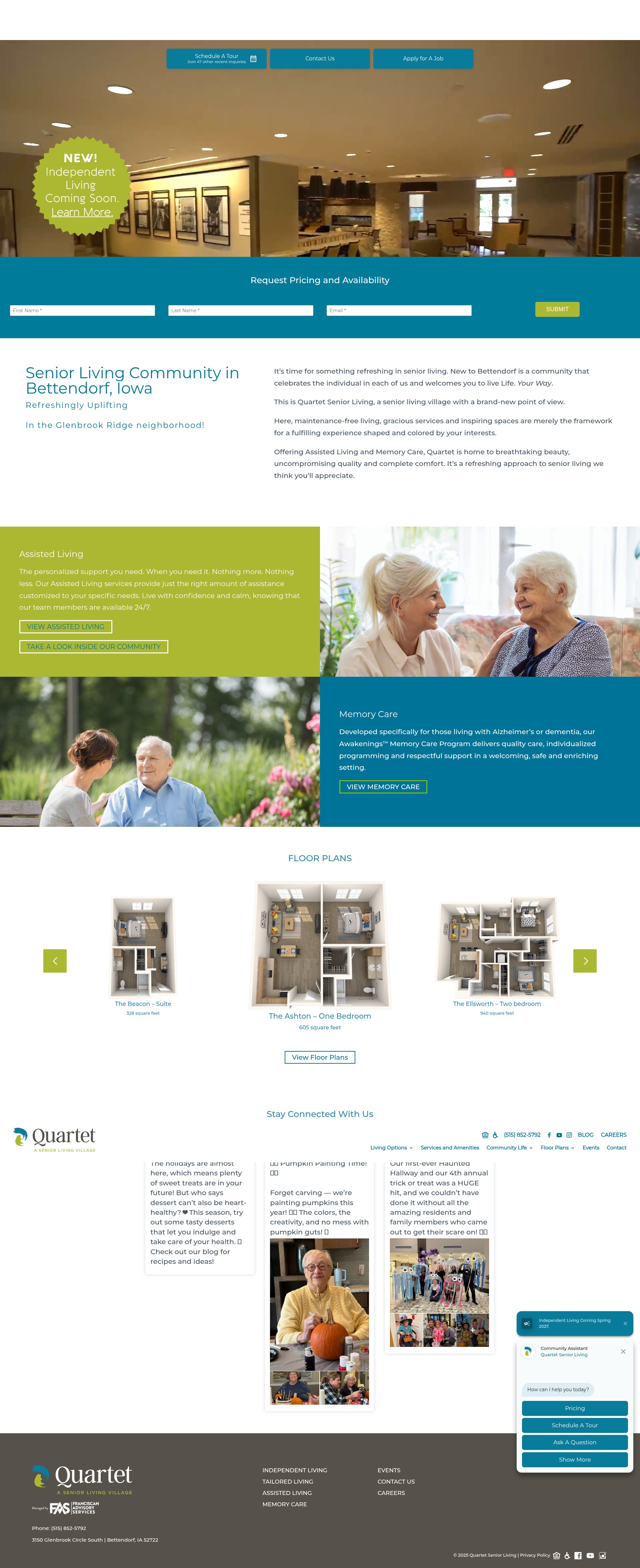 Screenshot of quartetseniorliving.com