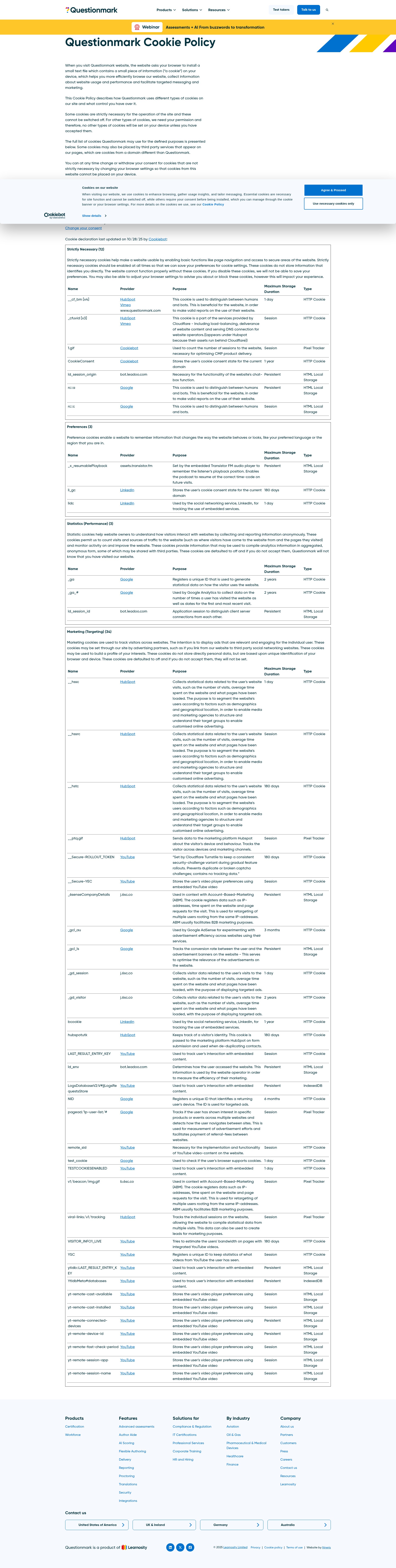 Screenshot of questionmark.com