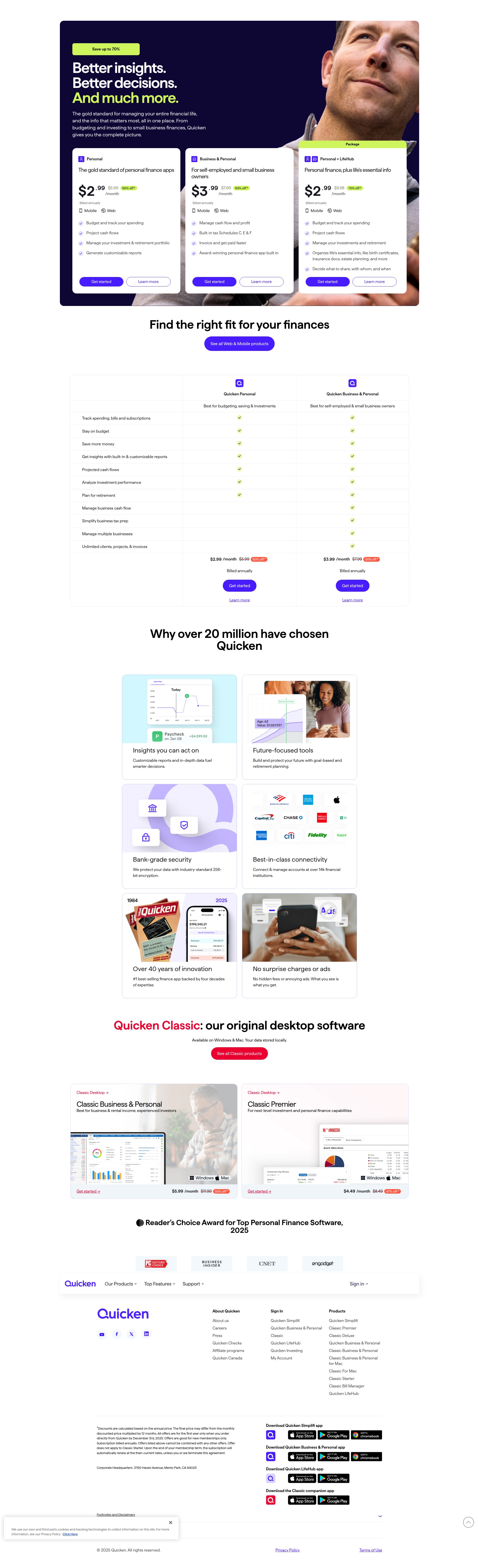 Screenshot of quicken.com