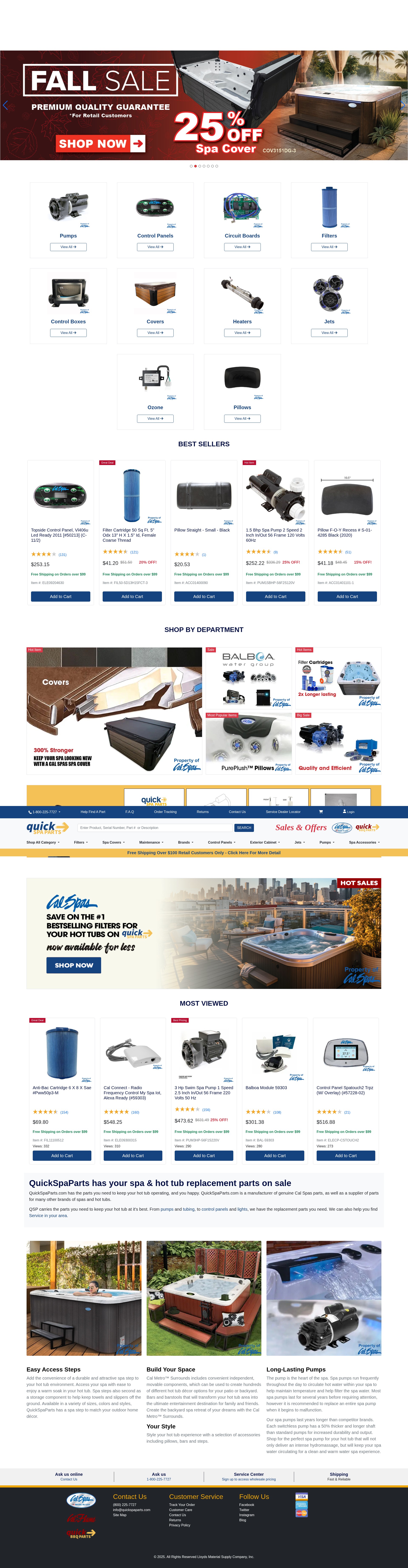 Screenshot of quickspaparts.com