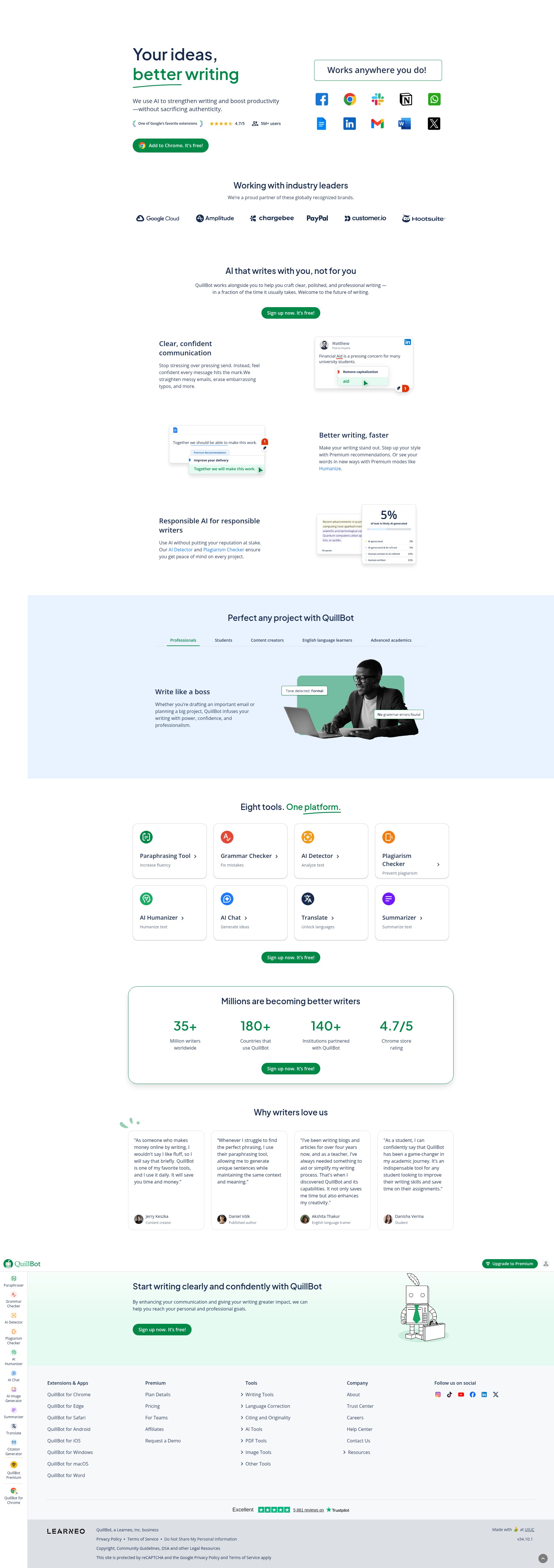 Screenshot of quillbot.com