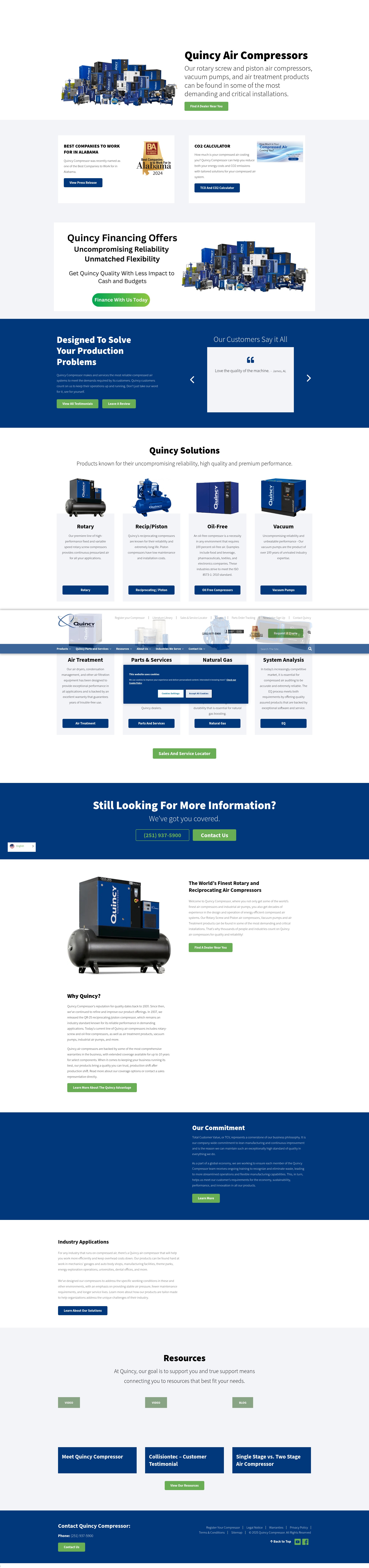 Screenshot of quincycompressor.com