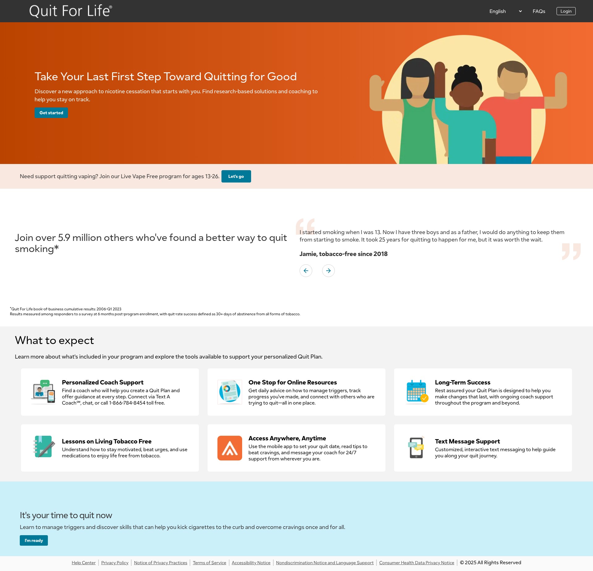 Screenshot of quitnow.net