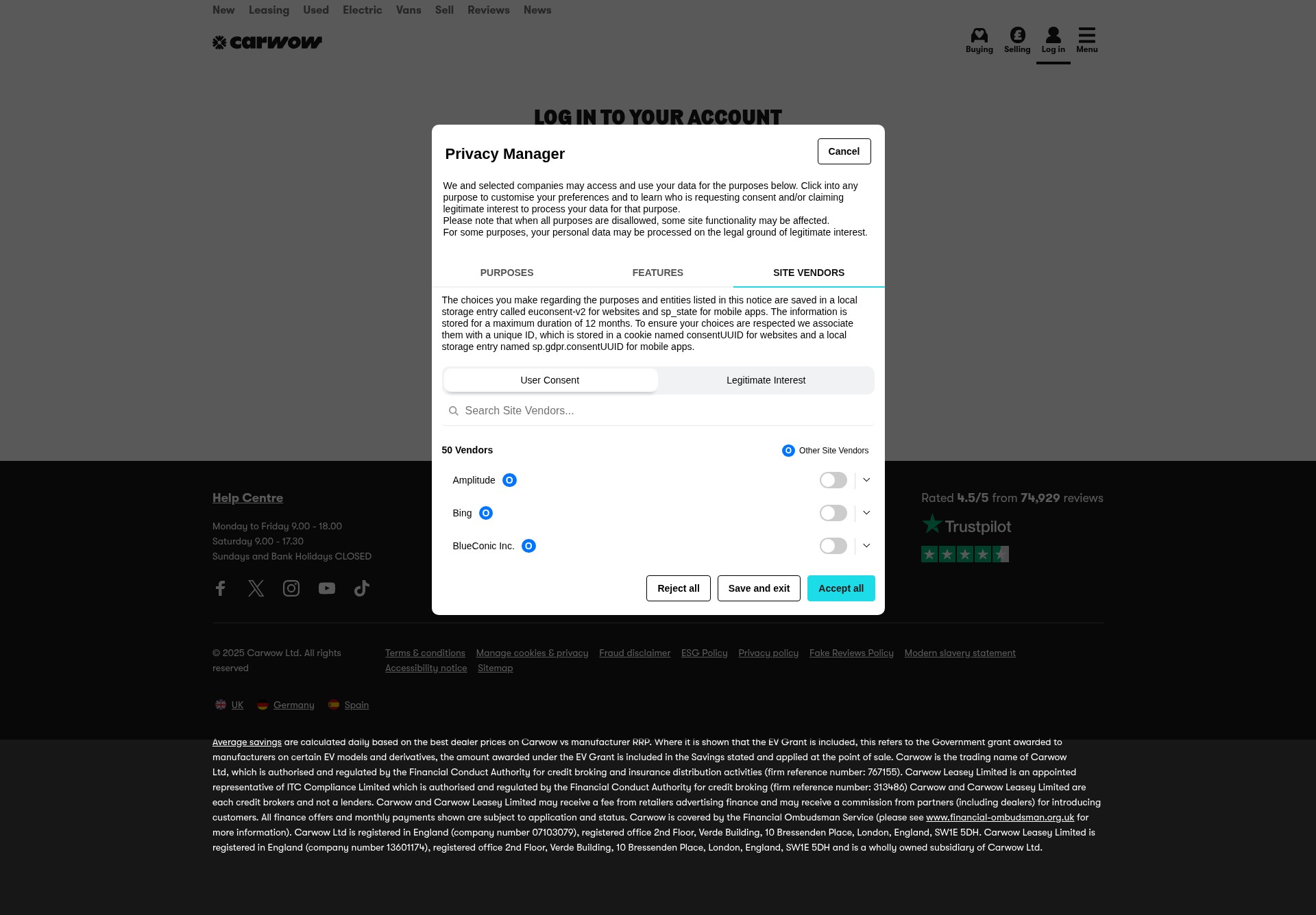 Screenshot of quotes.carwow.co.uk